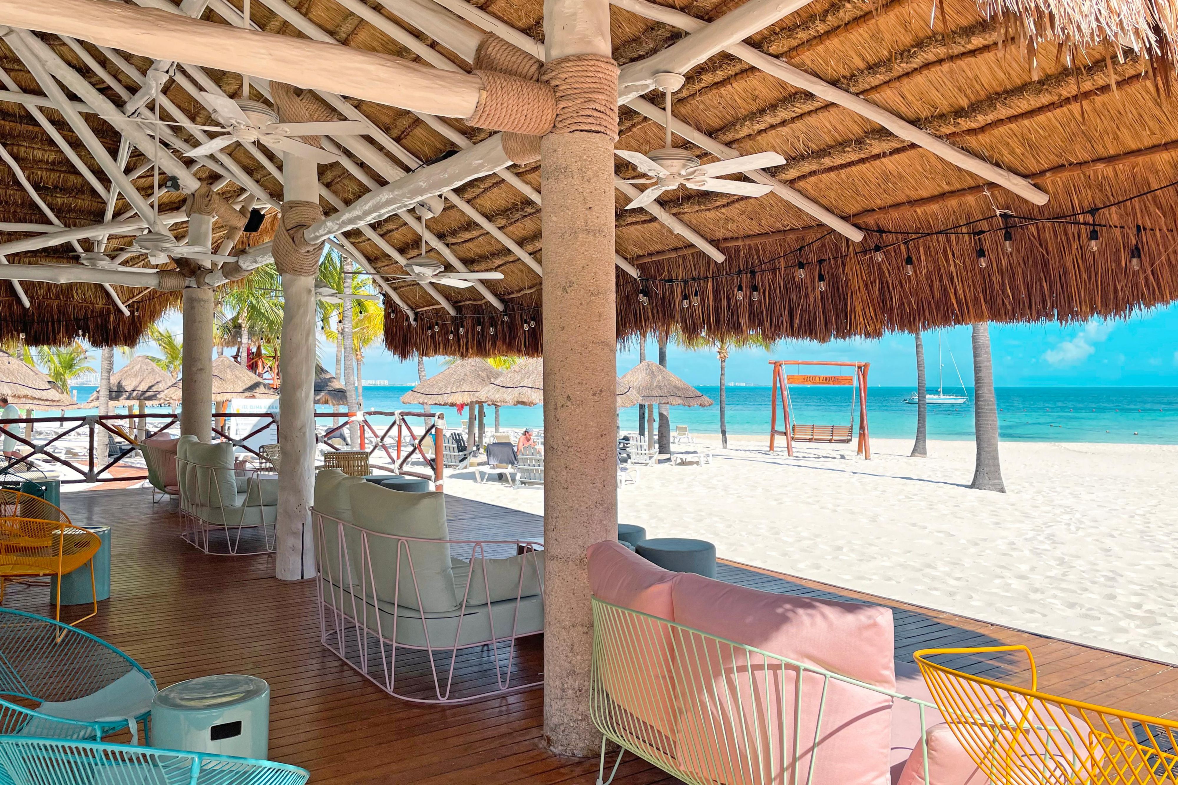 Seaside Serenity: Cancun Dinner on the Beach Deck Bar
