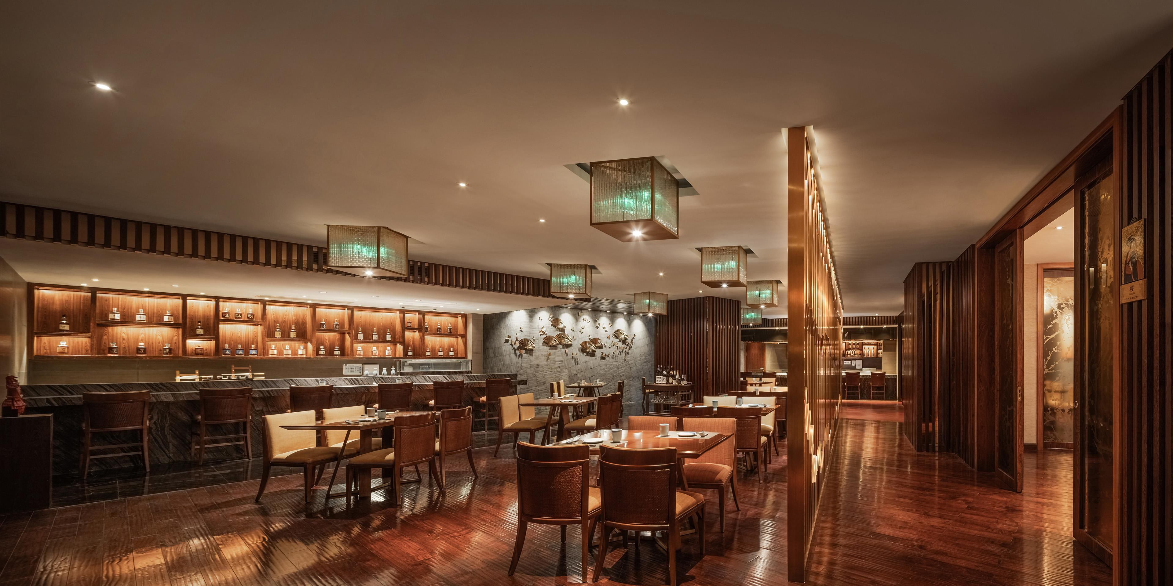 With its refined wooden interior, the 95 seat Nishimura Japanese Restaurant serves traditional Japanese cuisine and an array of international delicacies.
