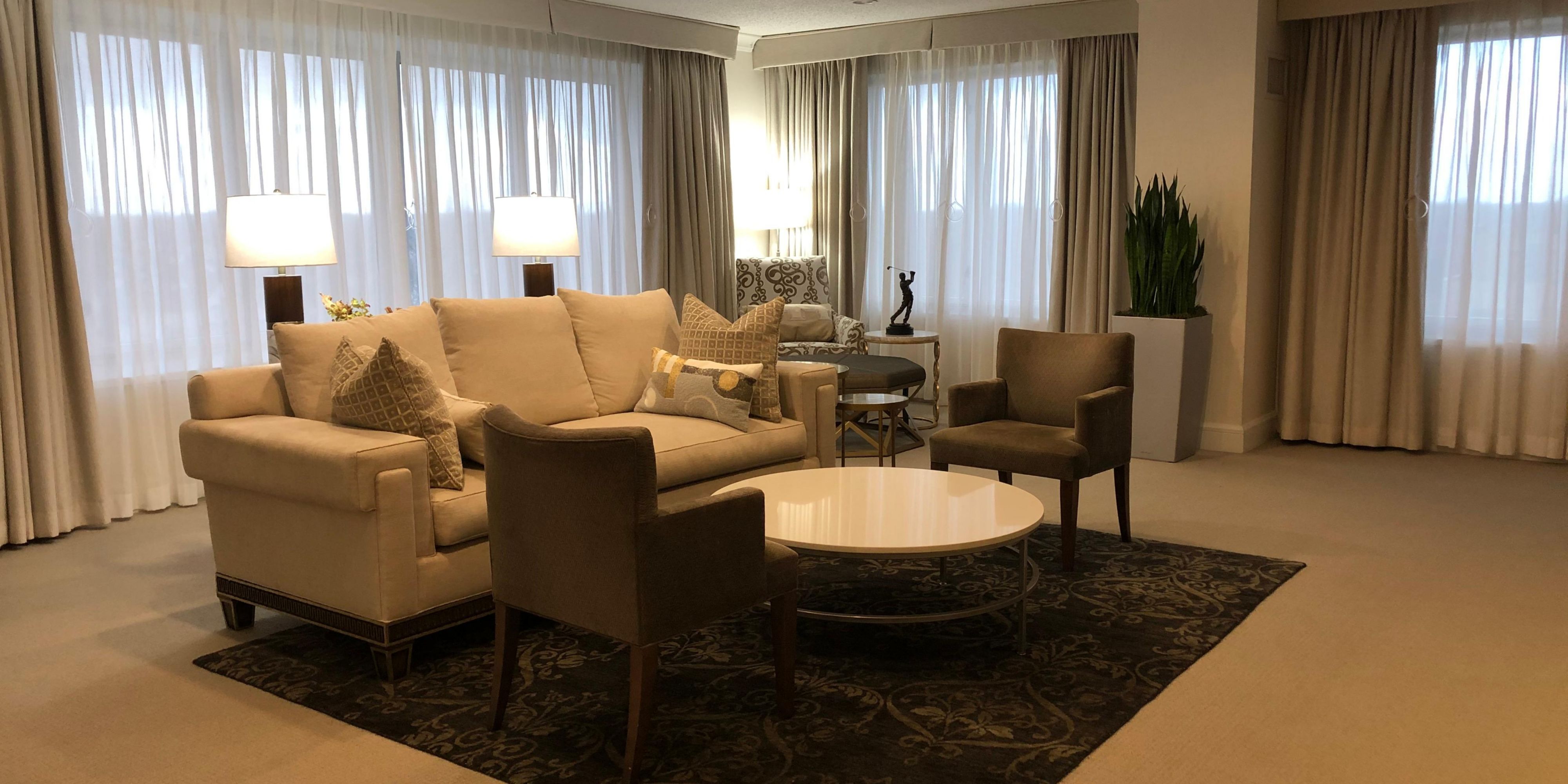 Warm yet elegant Presidential Suite with spacious living room area