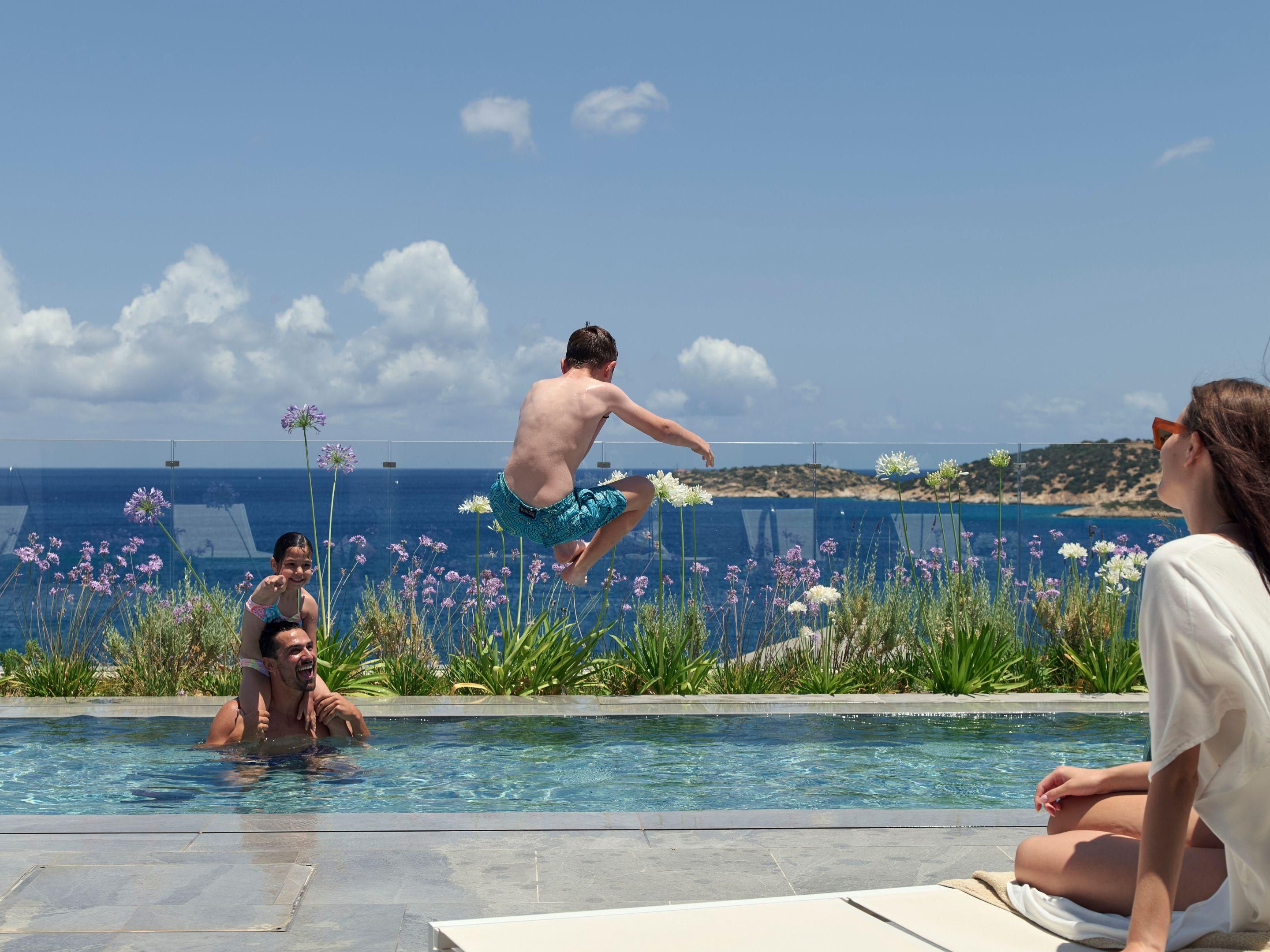 Family moments overlooking the Cretan Sea