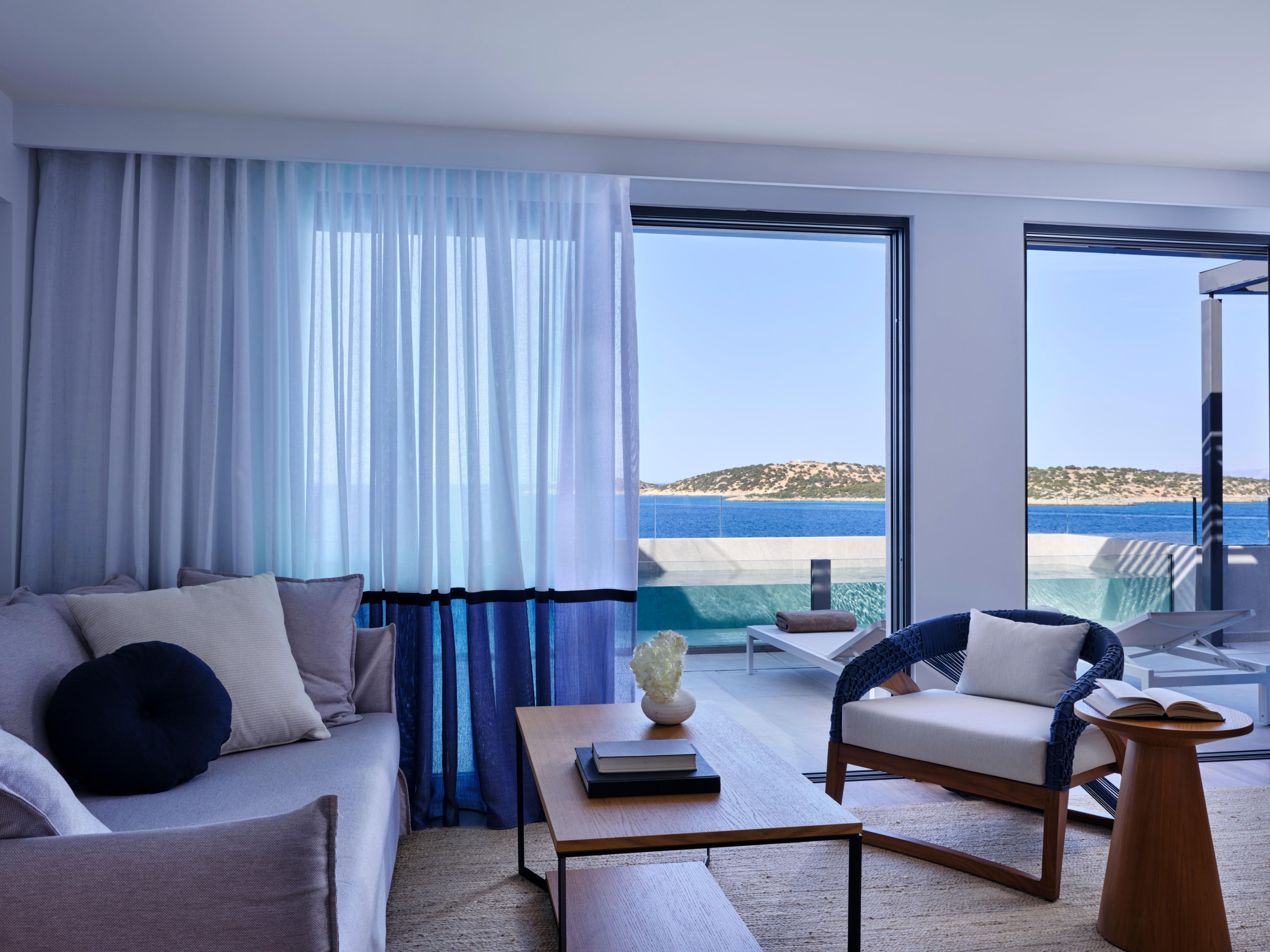 Refined interiors with uninterrupted views of the sea and sky