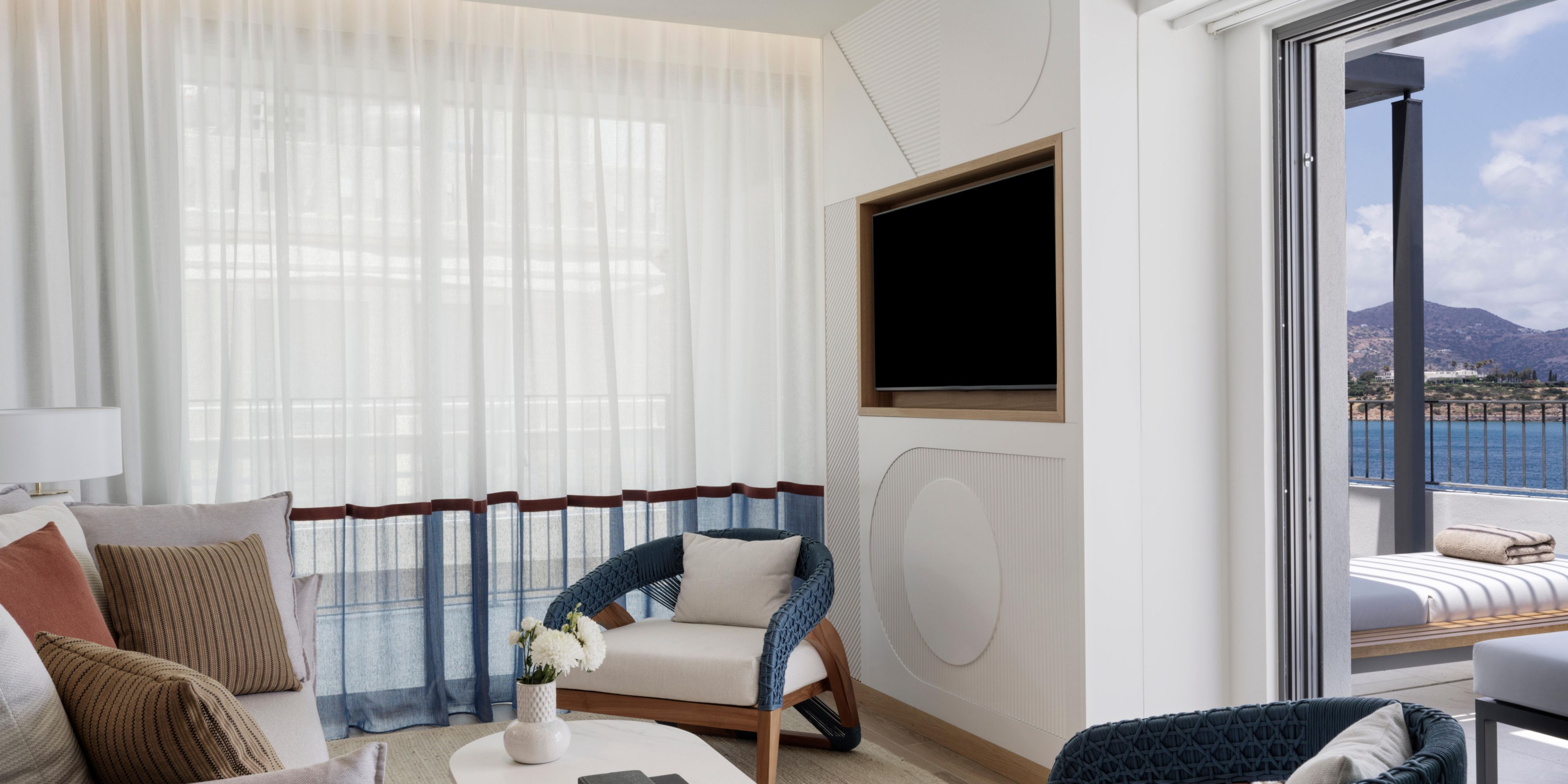The Mirabella Suite’s elegant seating area with sea-view