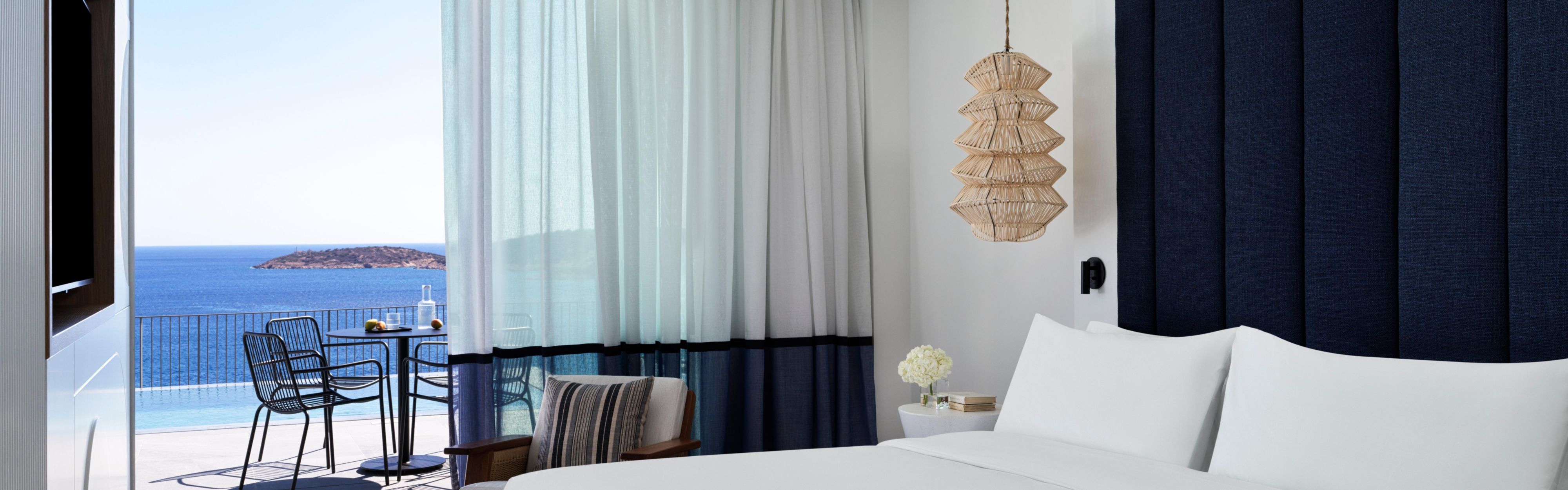 The Infinity Blue Suite with ocean views from the bedroom and seperate living area