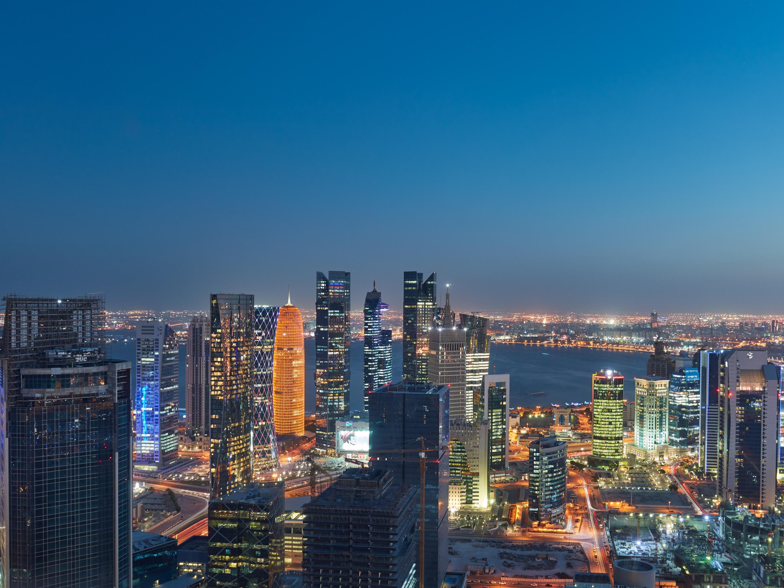 View of the Arabian Gulf and West Bay