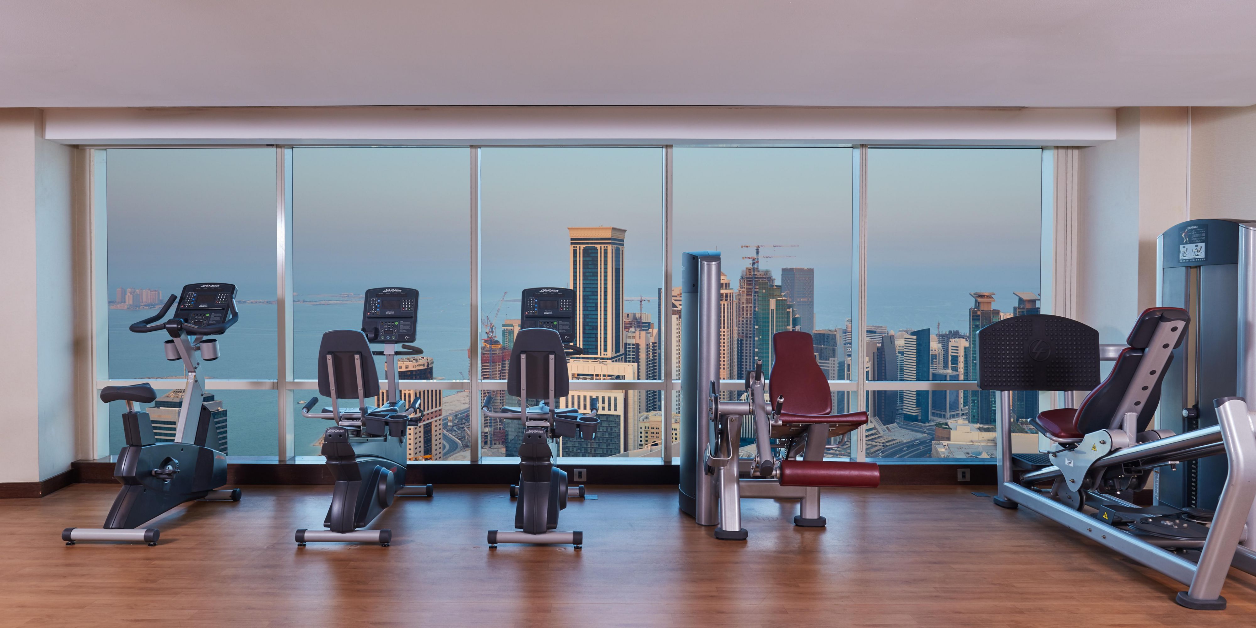 The Health & Fitness Club, located on the 46th floor, provides the latest cardiovascular equipment and plenty of space for free weights and stretching in addition to a serene space to relax with a rooftop-shaded swimming pool overlooking the dazzling cityscape.