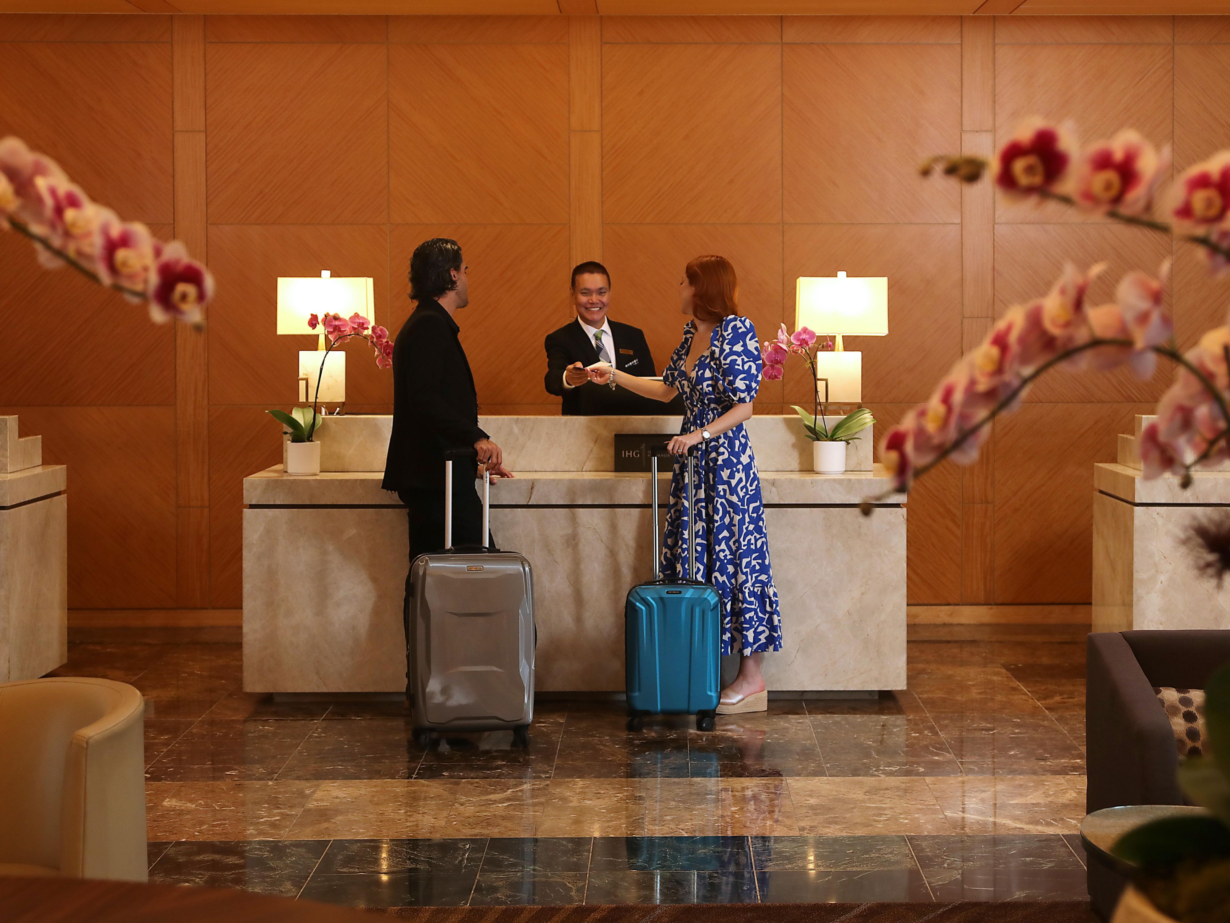 Couple checking in at InterContinental