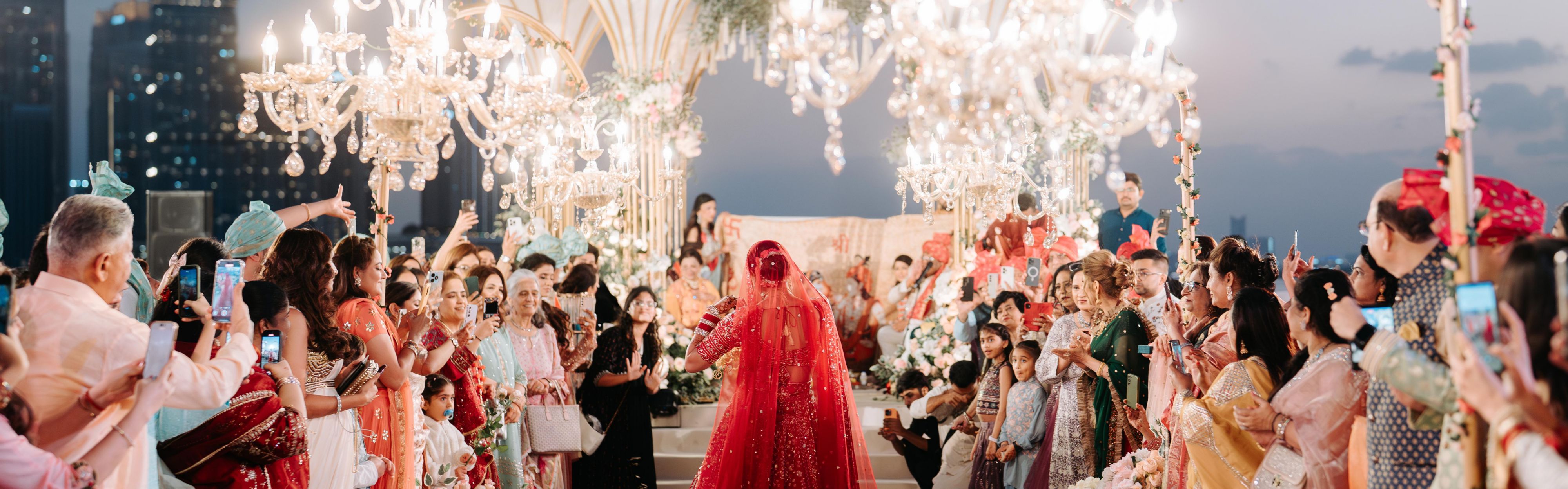 Beautiful bride walking down the aisle. 