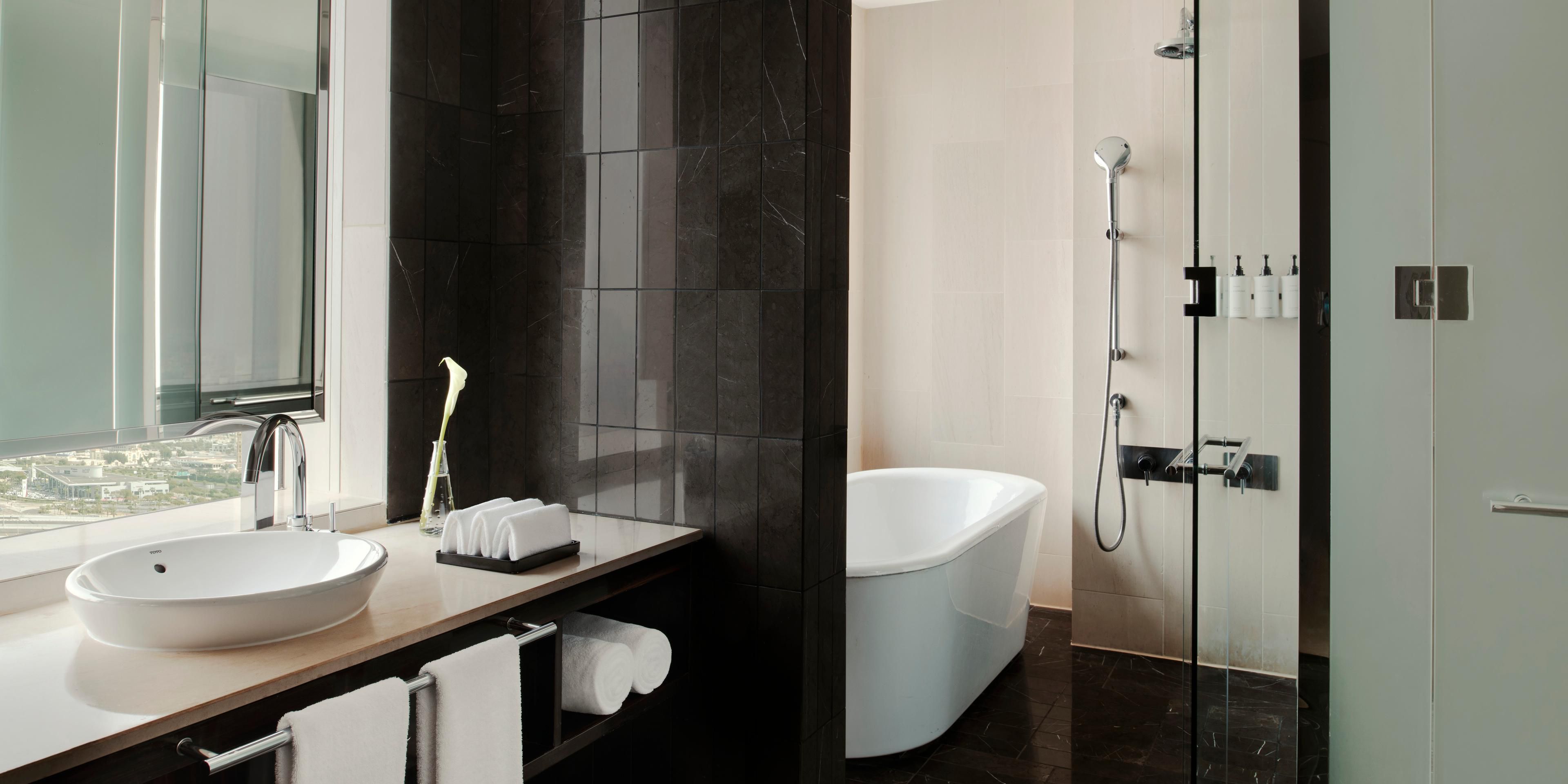 Enhance your stay with sleek bathroom interior