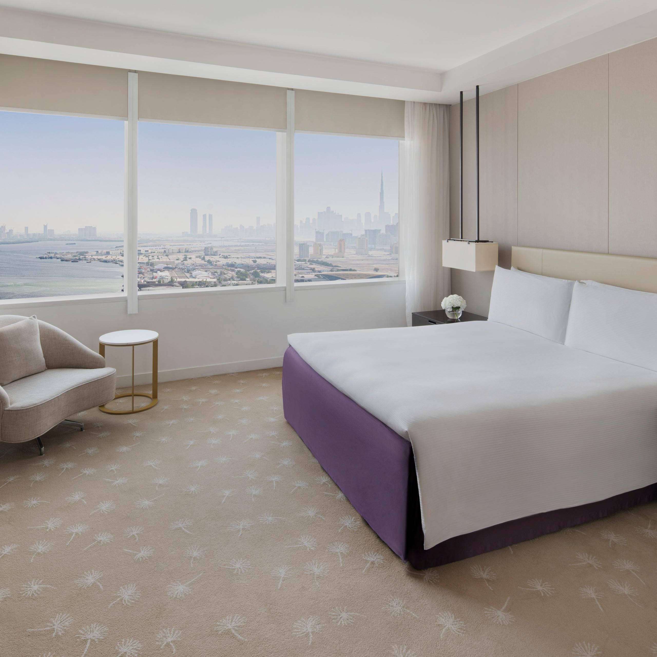 Sophisticated suite with outstanding views of Dubai skyline.