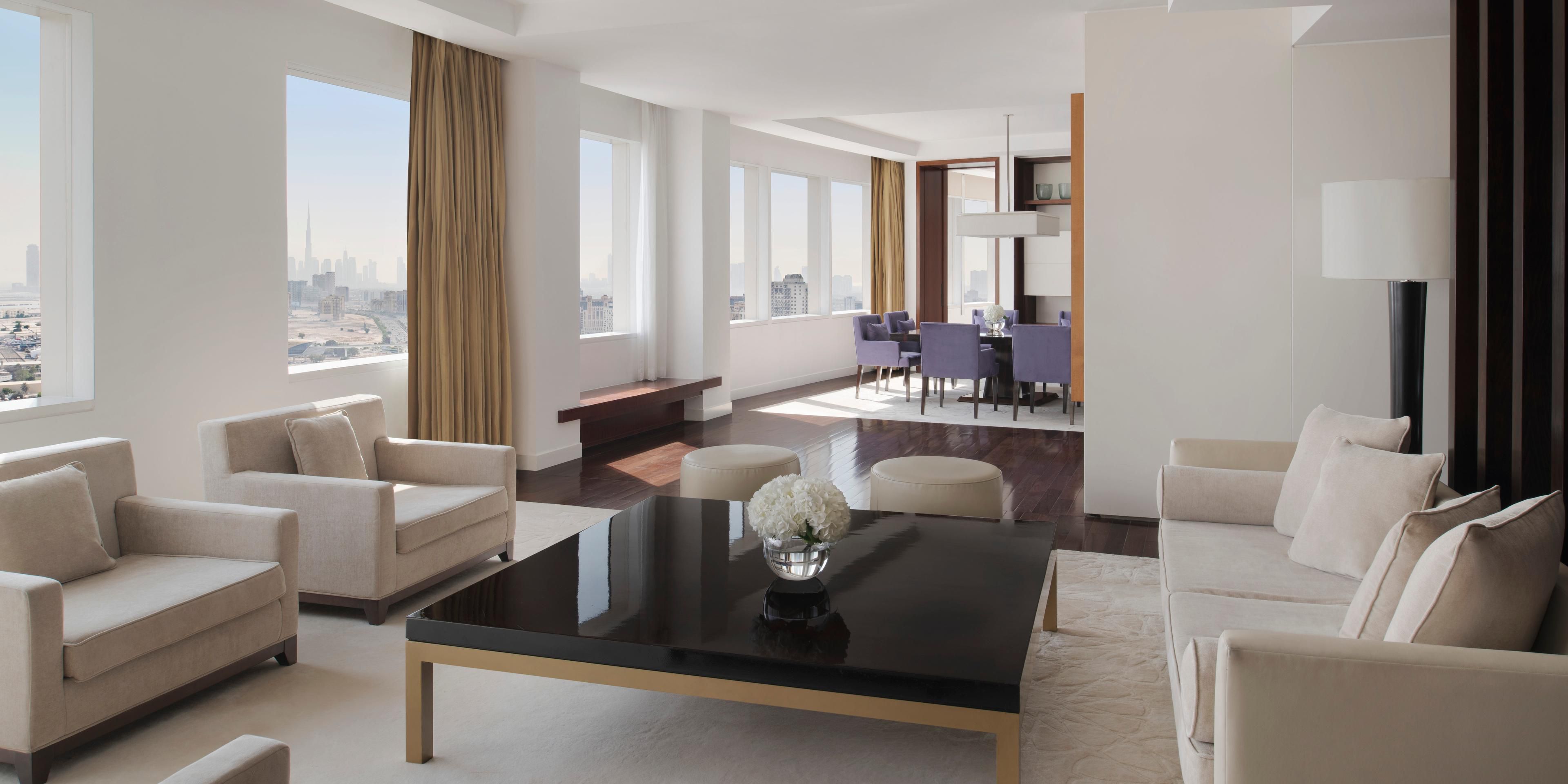 Enjoy lavish living room with views of Burj Khalifa