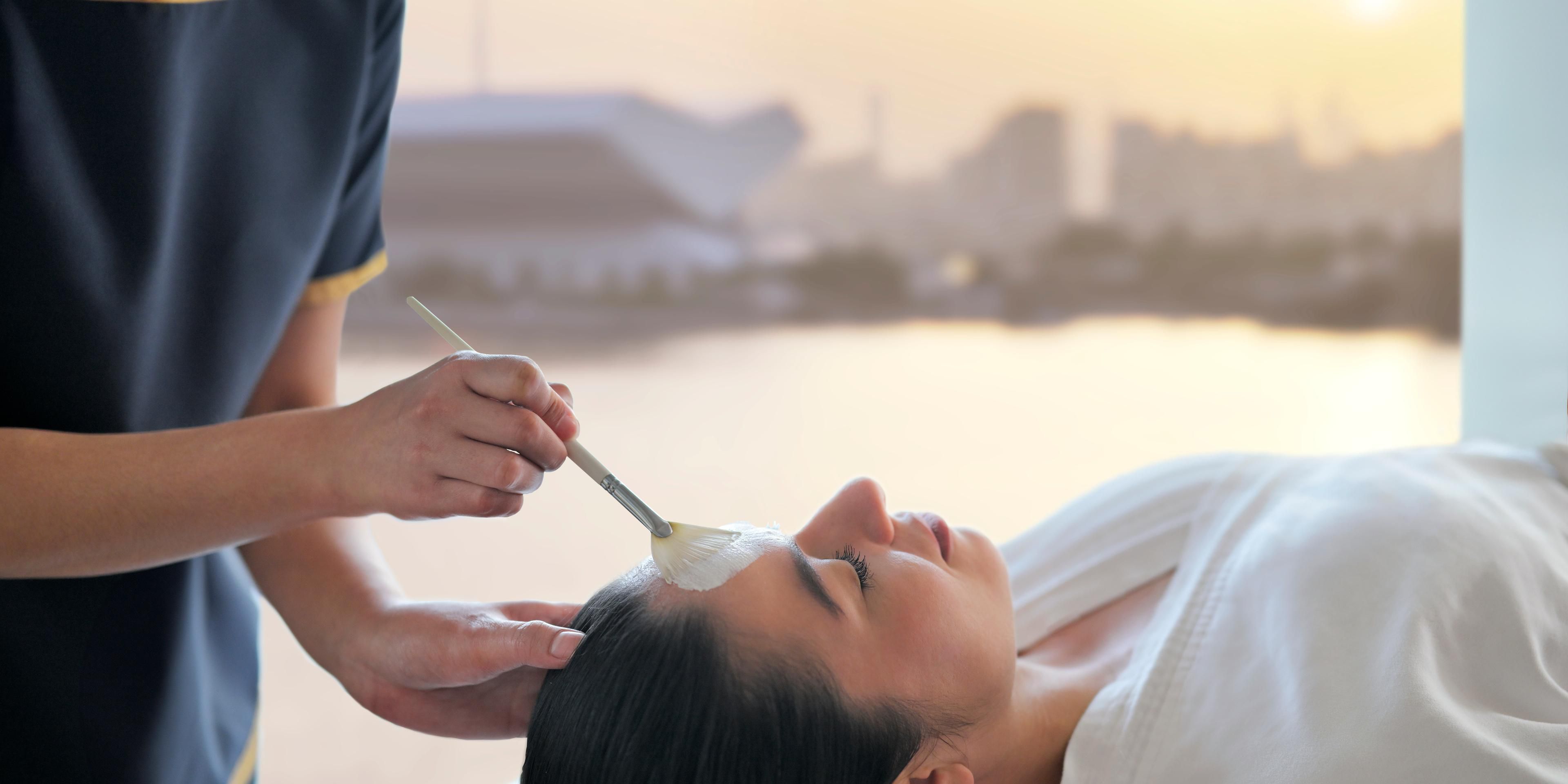Getting a facial at the SPA