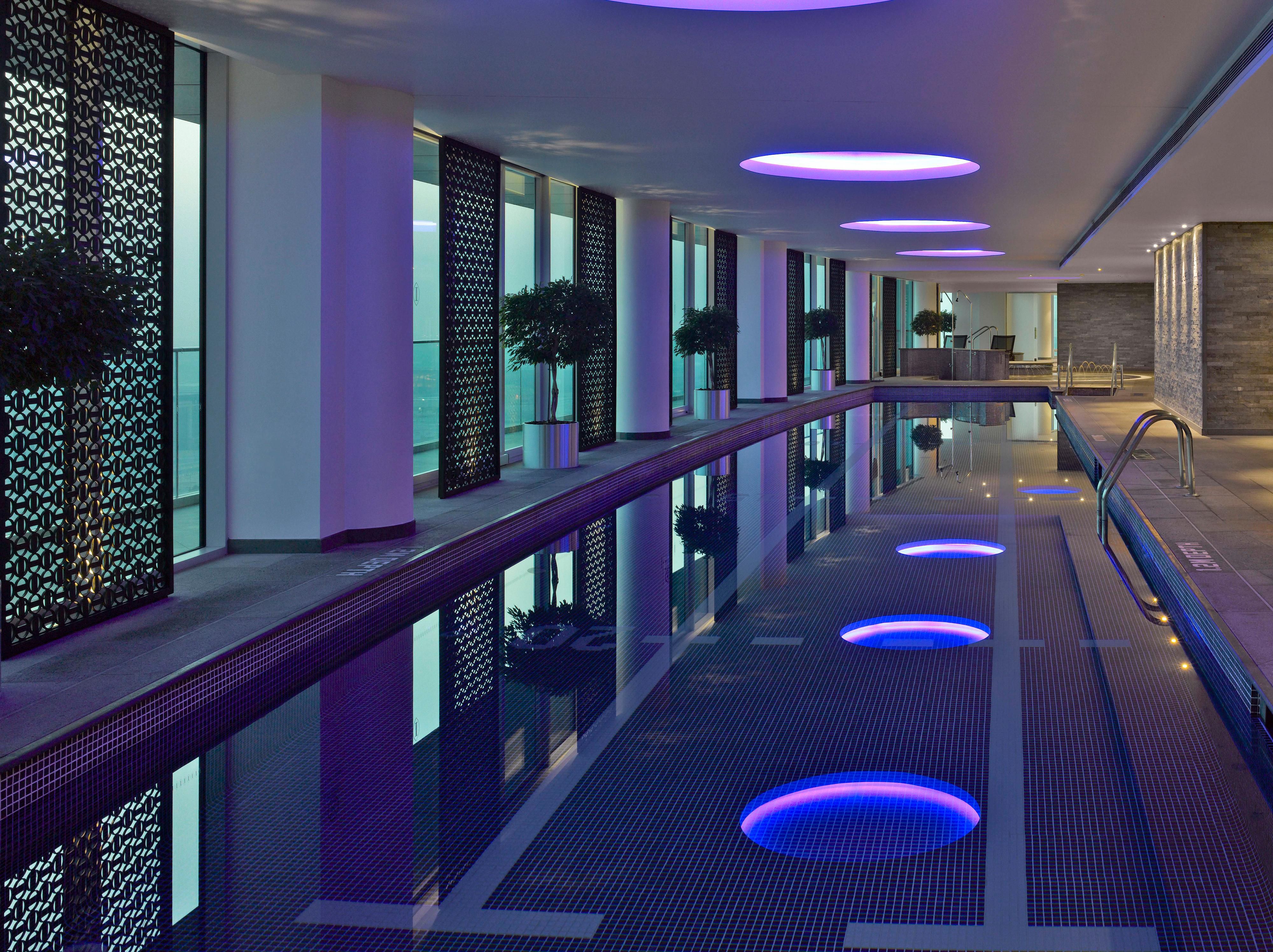 Rooftop indoor lane pool with onsite jacuzzi