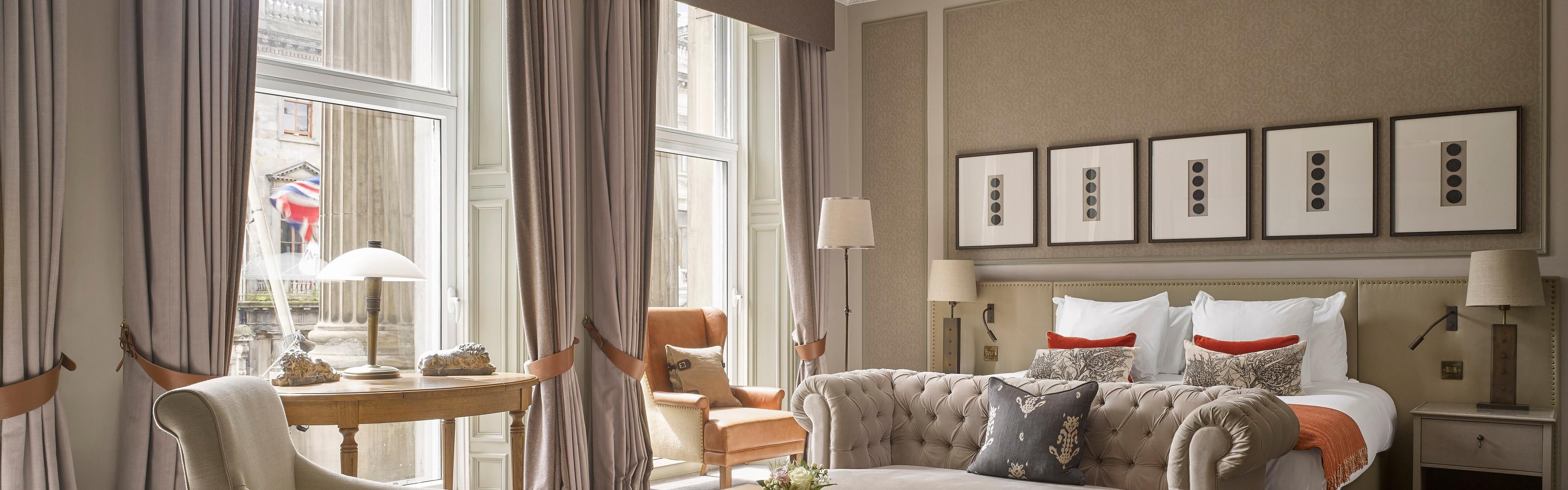 Junior suites are generous open-plan rooms with living room.