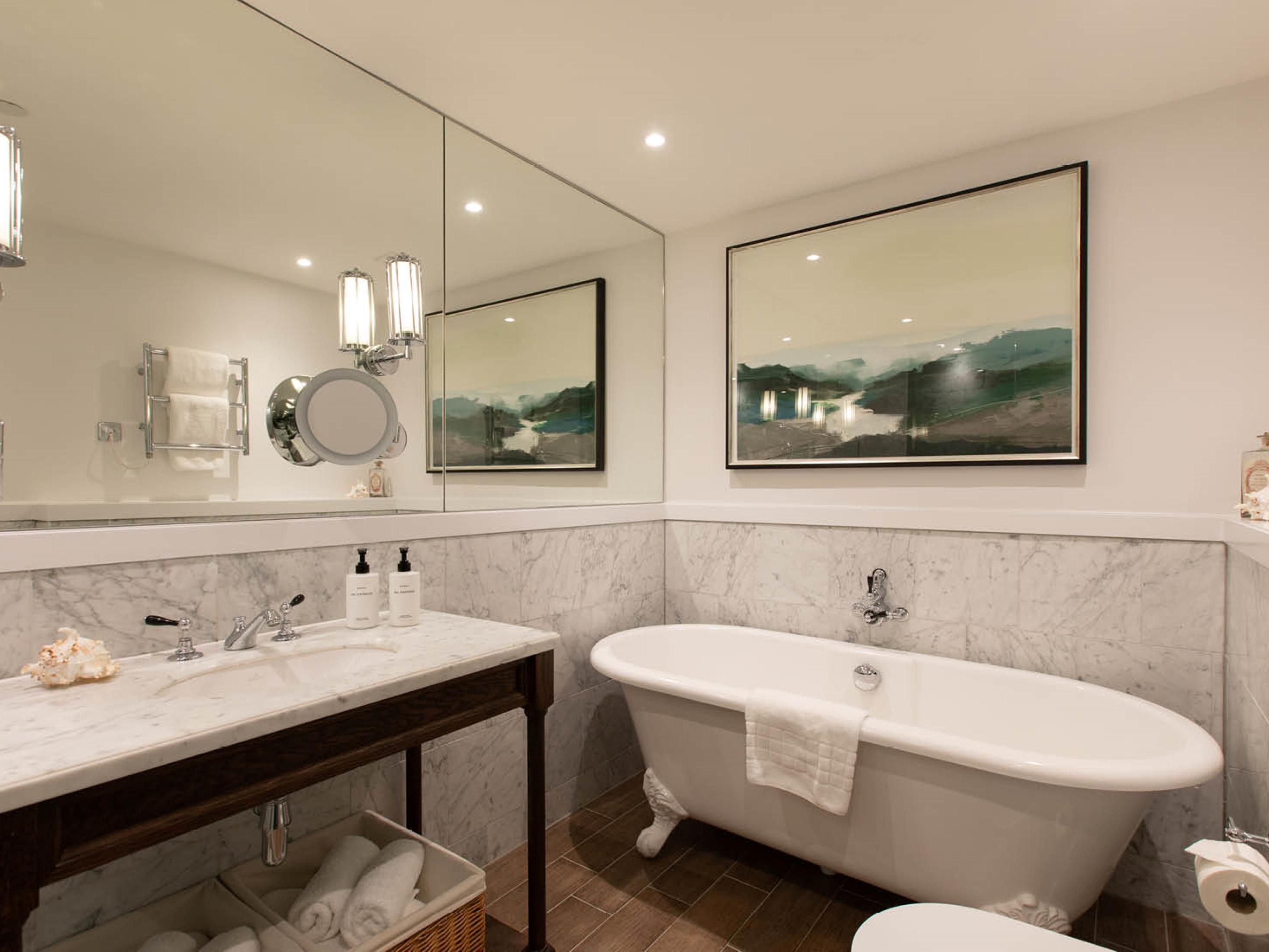 One bedroom suite bathroom with modern amenities