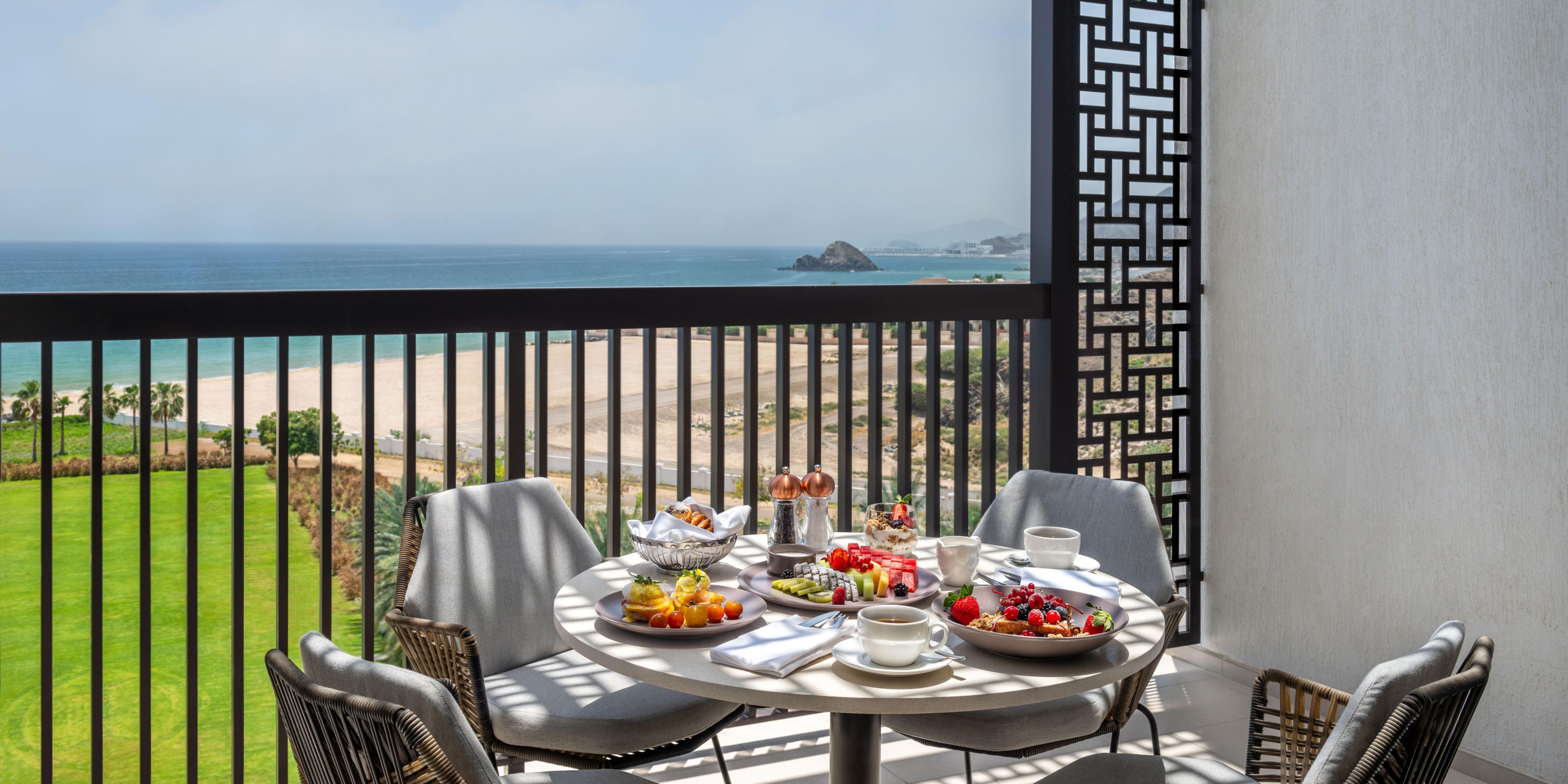 In-room dining with a view