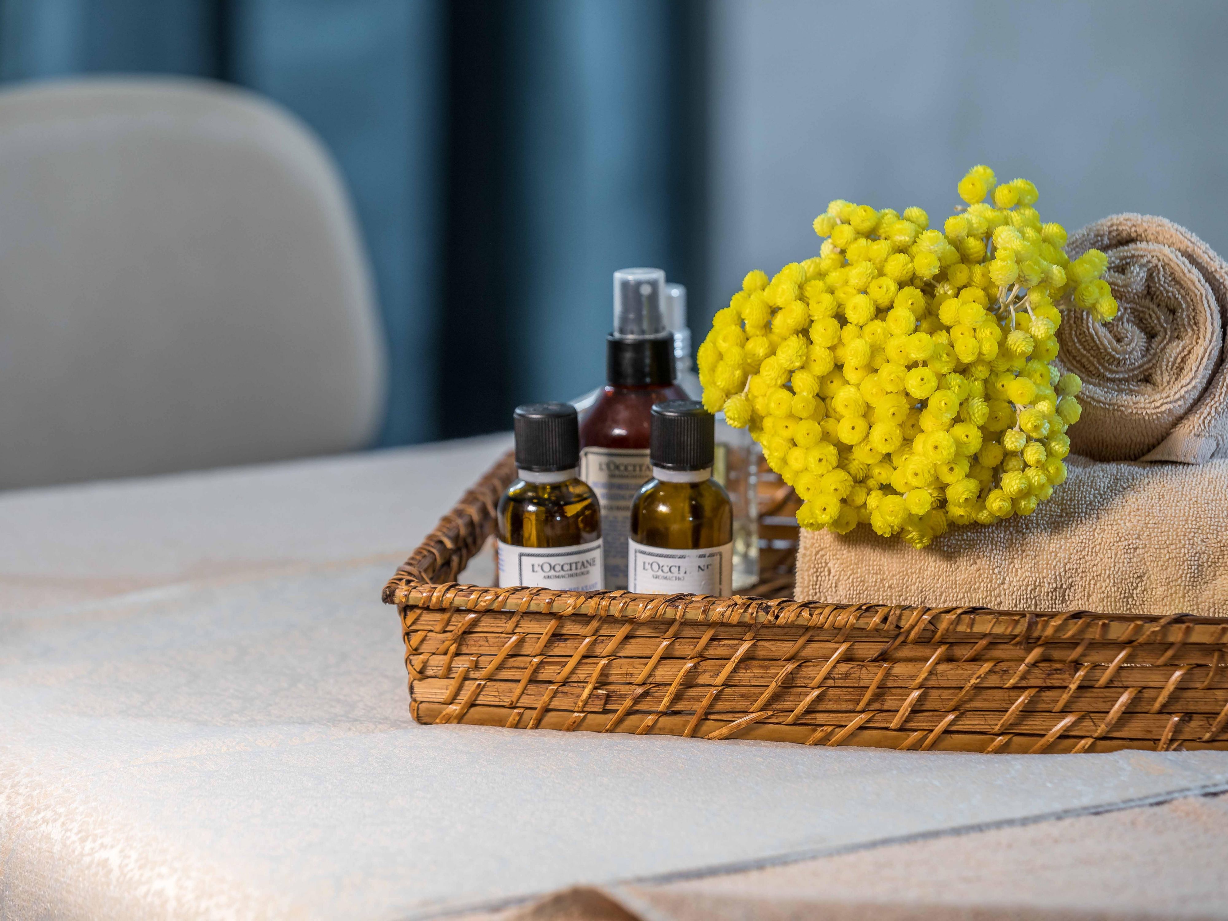 Spa essentials with aromatic wellness products