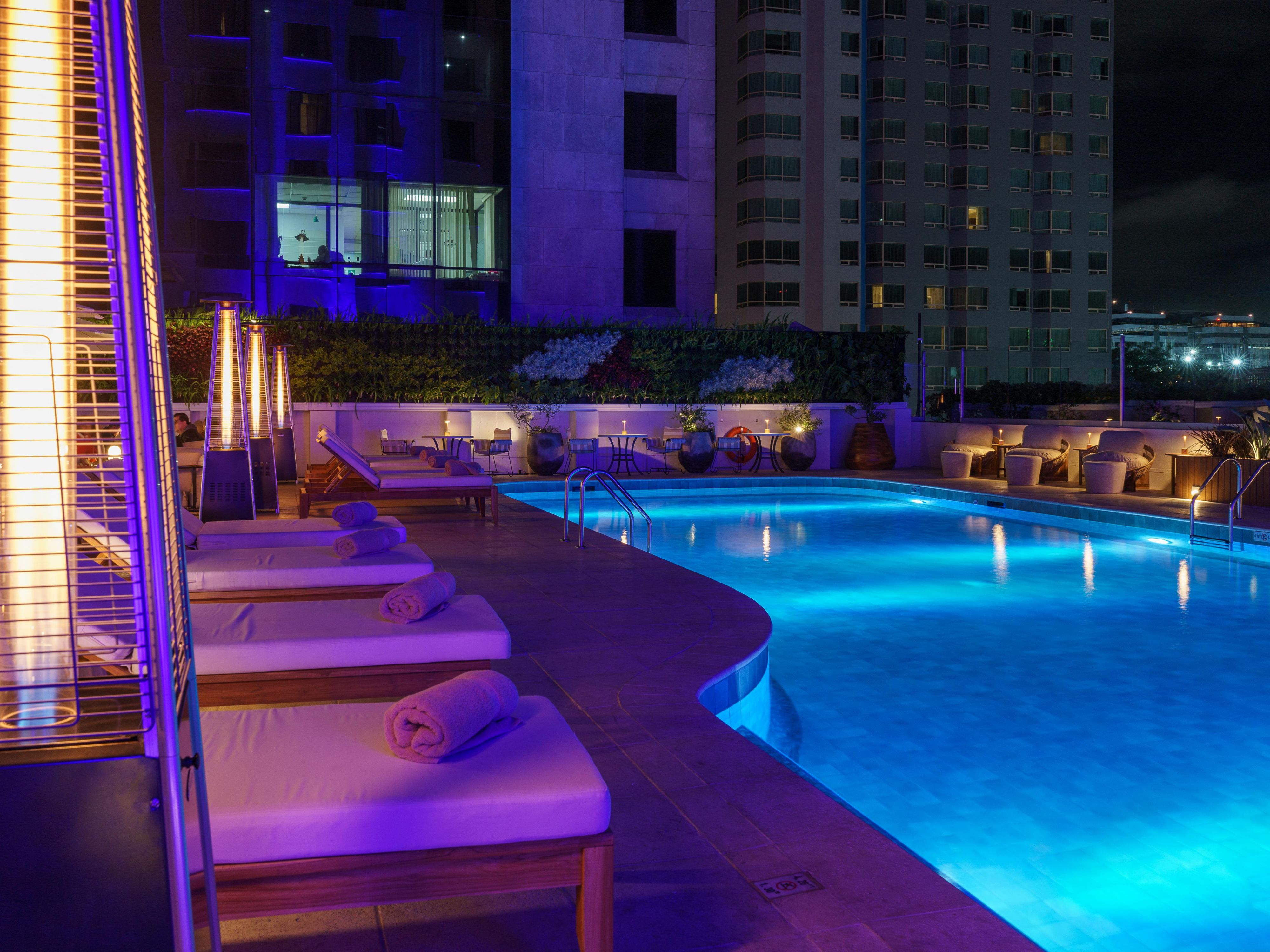 Nighttime serenity at our stunning pool