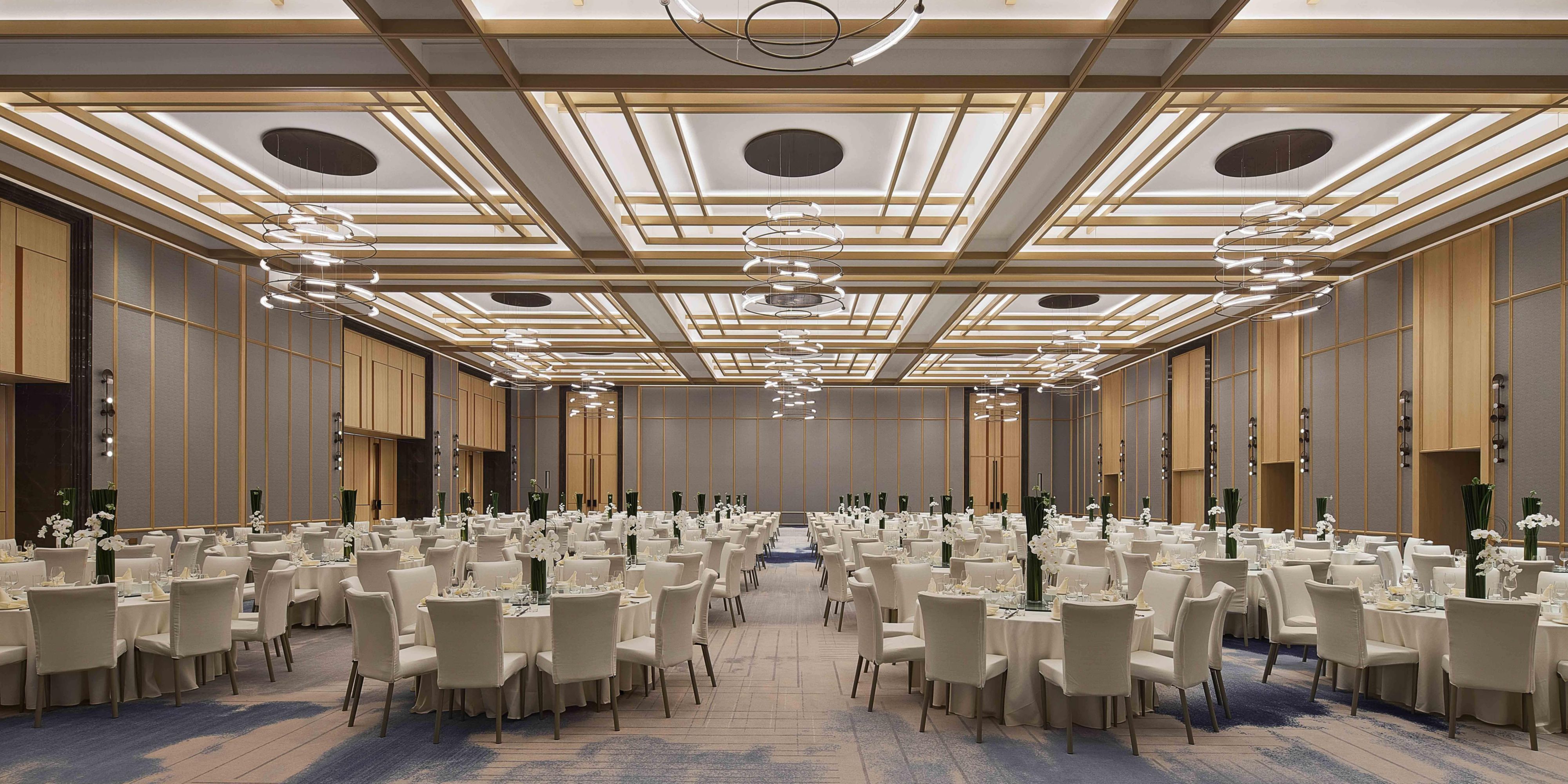 InterContinental Hangzhou Liangzhu boasts 2,968 square metres of hosting accommodation across 12 spaces that include a Grand Ballroom and 11 multifunction rooms. In a similar style to the hotel, artistic details inspired by the Jade Age and Bronze Age shine brightly in the meetings and events space.