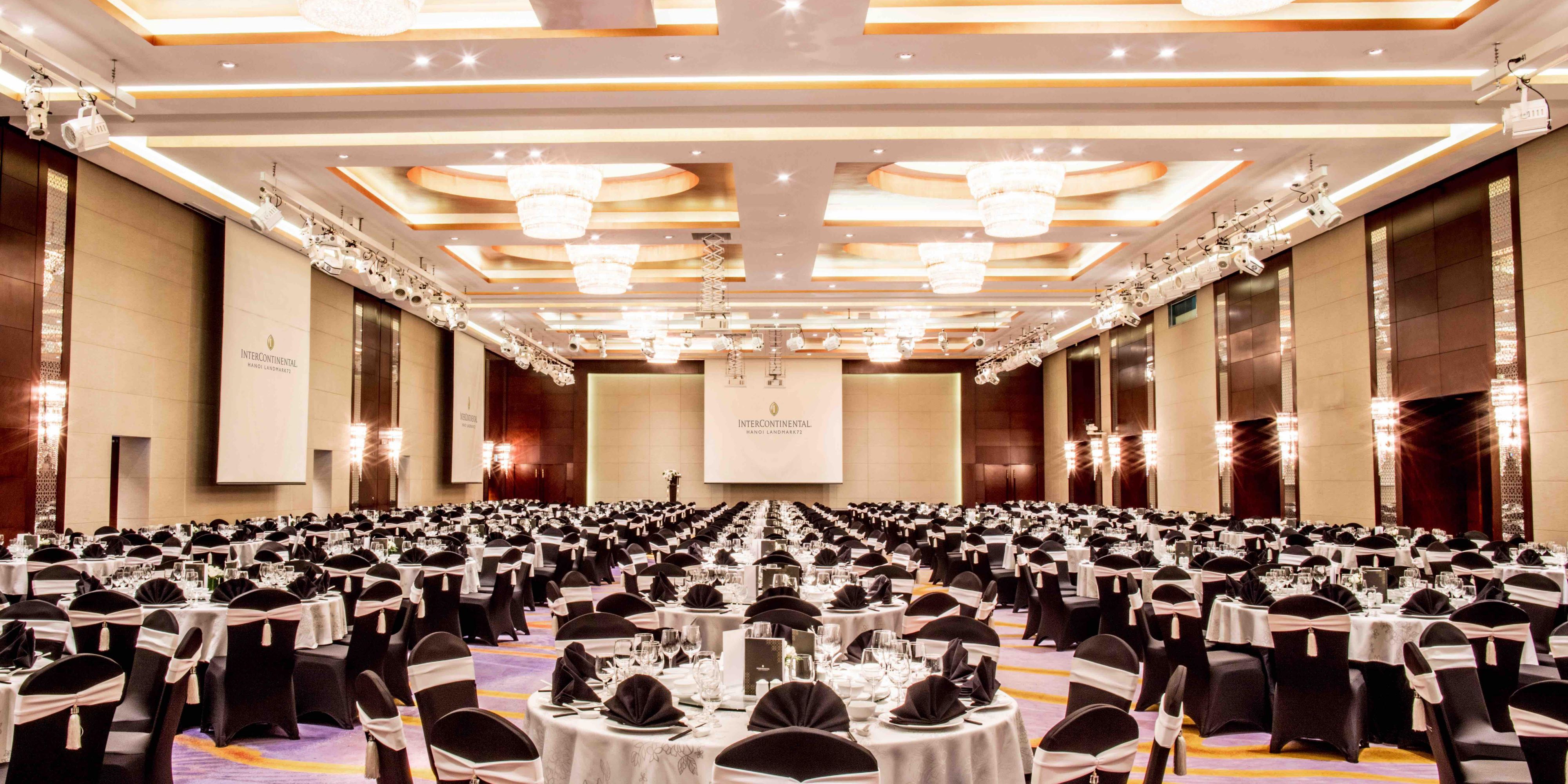 From intimate celebrations to grand conferences, bring your boldest visions to life at the spacious and versatile Convention Centre, featuring modern audiovisual technology. Our Grand Ballroom offers pillar-less space, complemented by a meeting foyer that is one of Hanoi's largest.