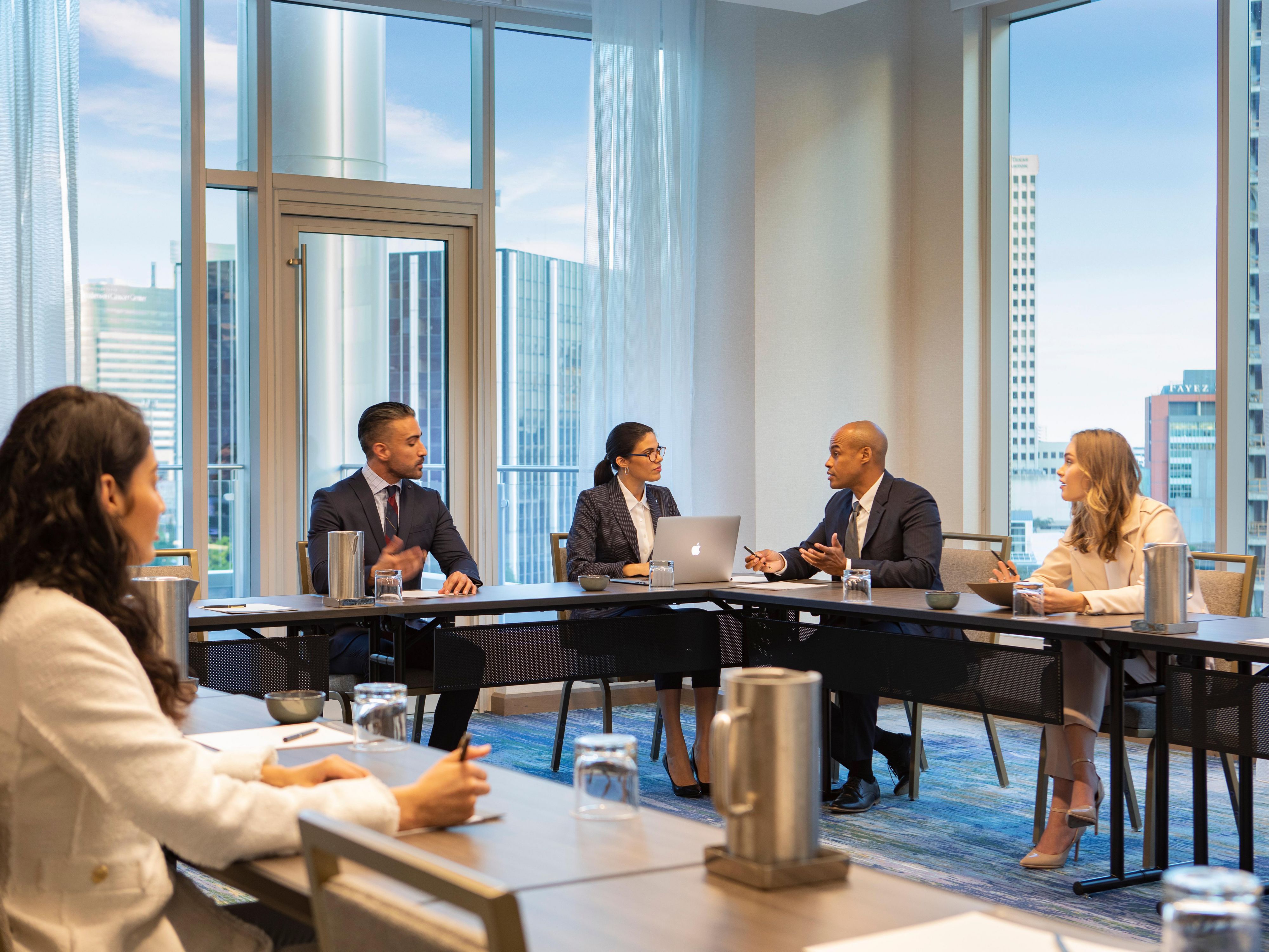 Our flexible boardroom is ideal for meetings in Houston.