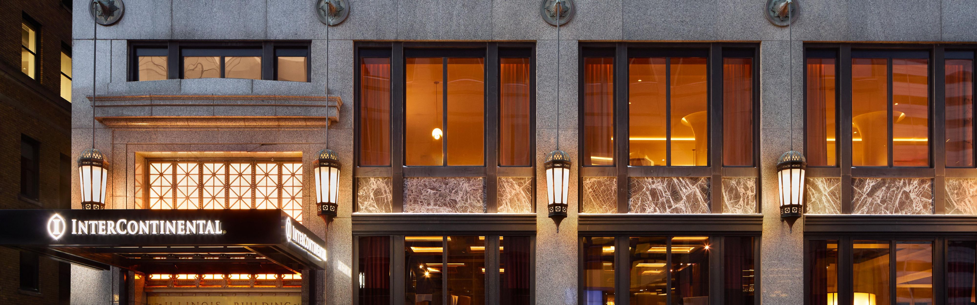 Hotel Exterior of the InterContinental Indianapolis Hotel.