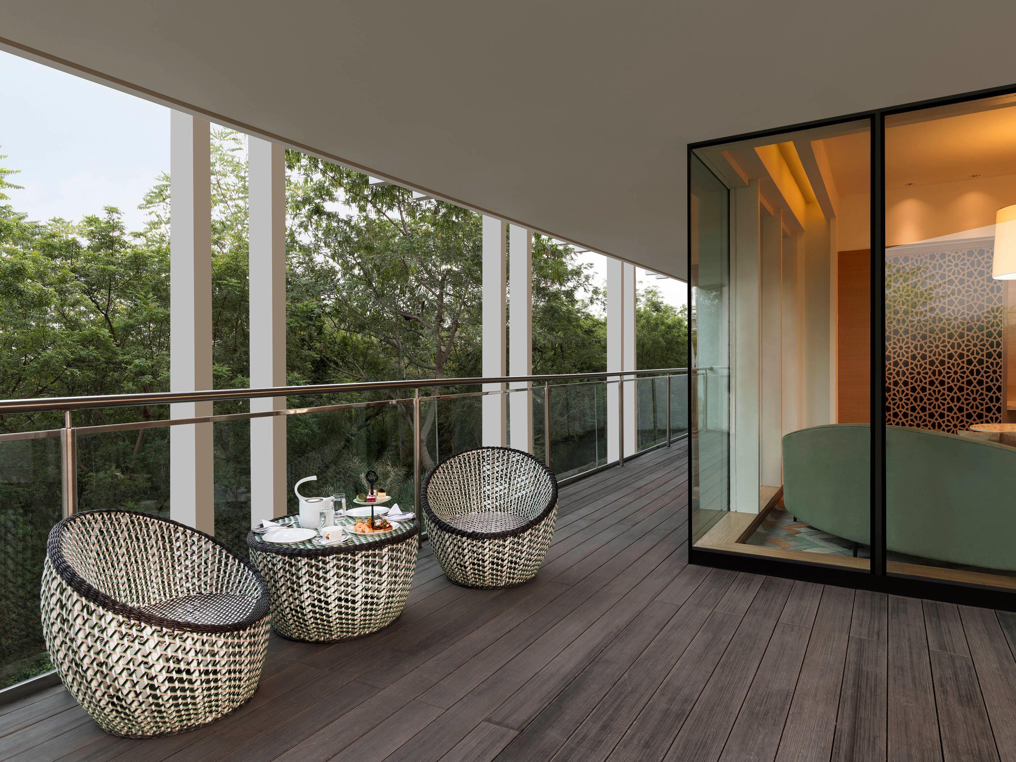 Indulge in a private tea setup on your exclusive balcony