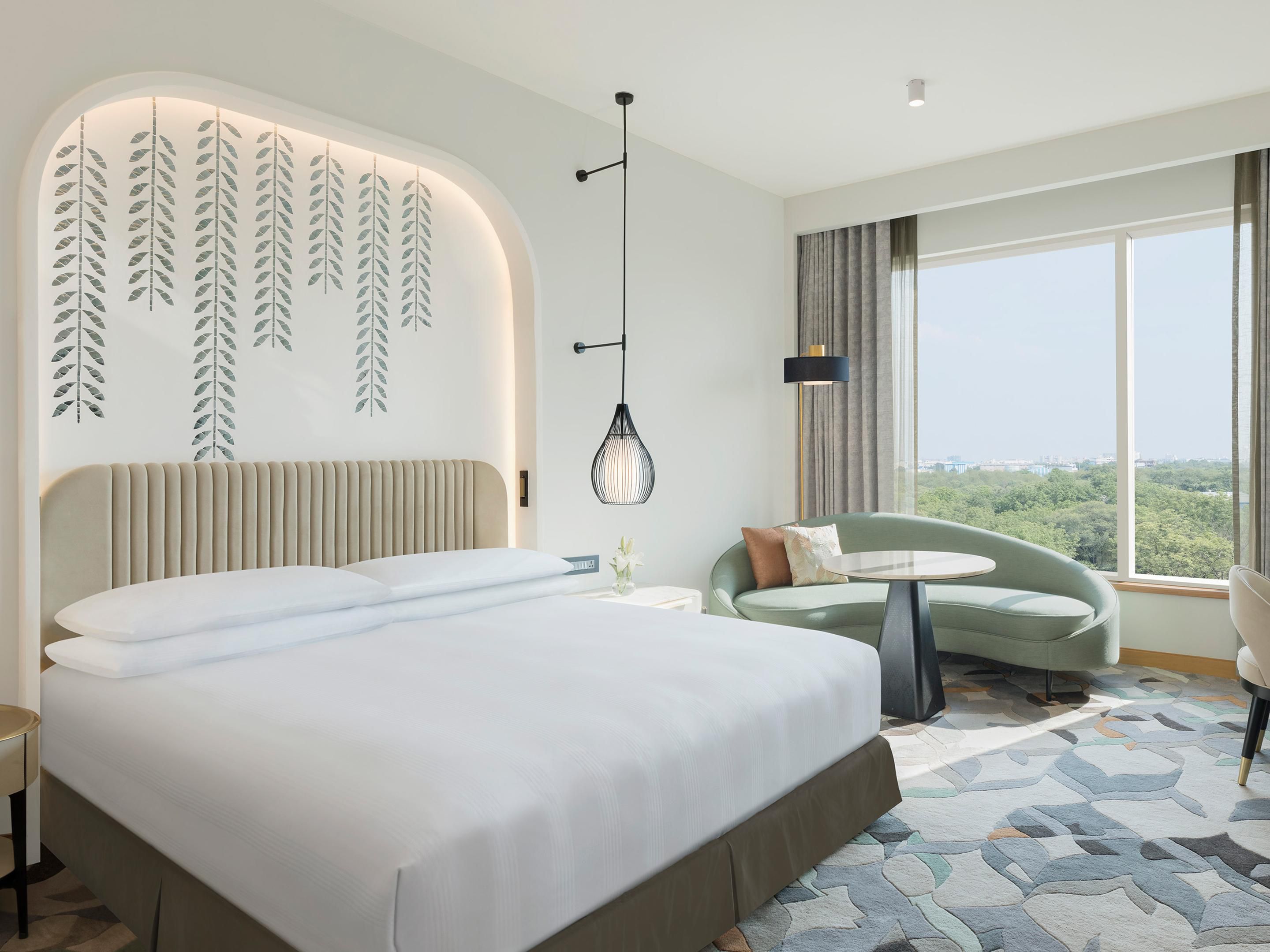 Rooms featuring intricate Thikri artwork