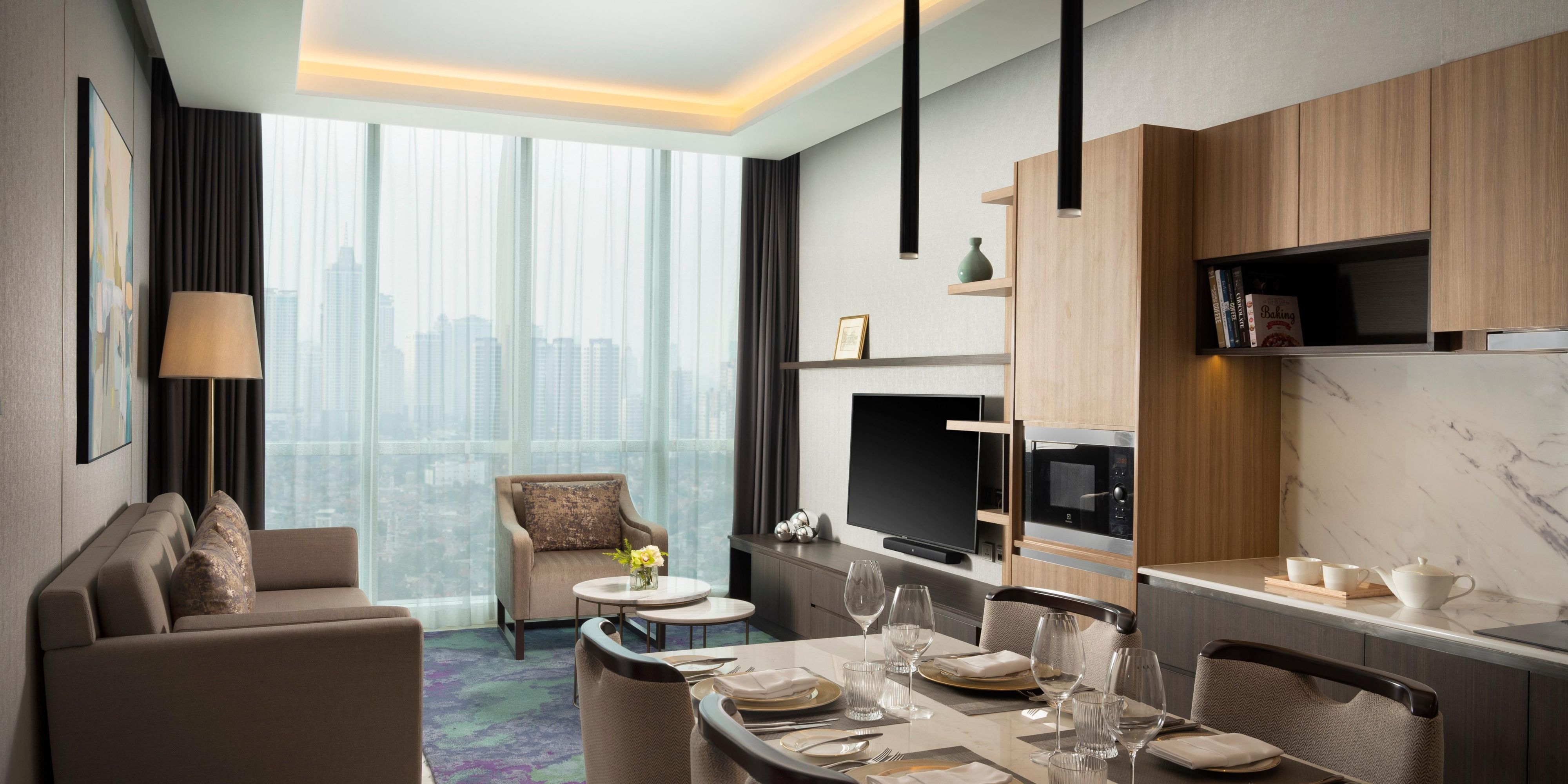 Nestled in the upscale South Jakarta neighbourhood, our residences feature 1- to 3-bedroom apartments and 4-bedroom penthouses, exquisitely furnished with full kitchens. Near Pondok Indah Office Tower, we cater to business travellers and families seeking a longer stay. Enjoy private access to the residence for a truly luxurious experience.