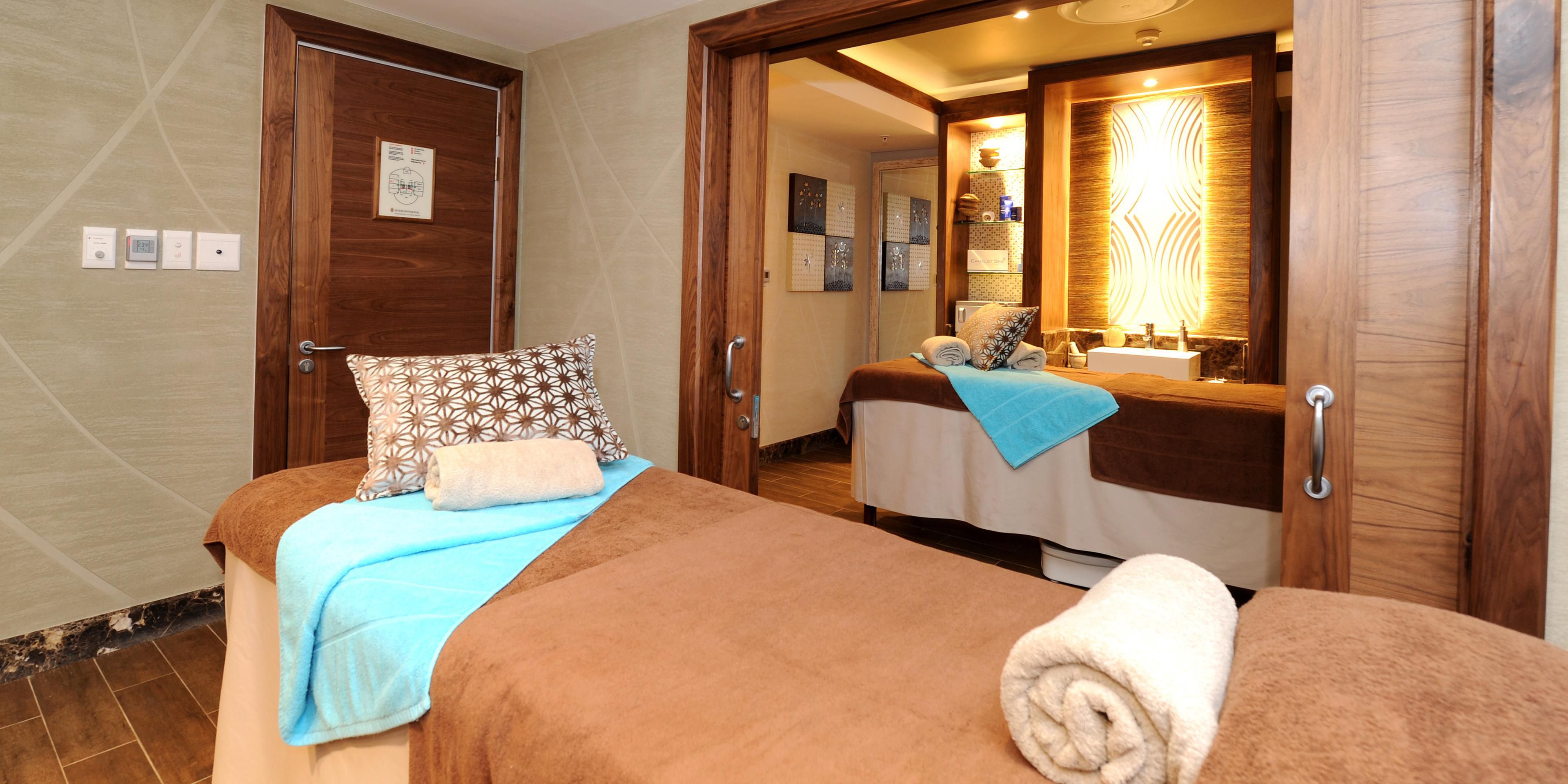 The Camelot Health Spa at the InterContinental Johannesburg O.R. Tambo Airport hotel offers guests relaxing treatments overlooking the city skyline. The spa is the perfect place to relax before or after your flight.