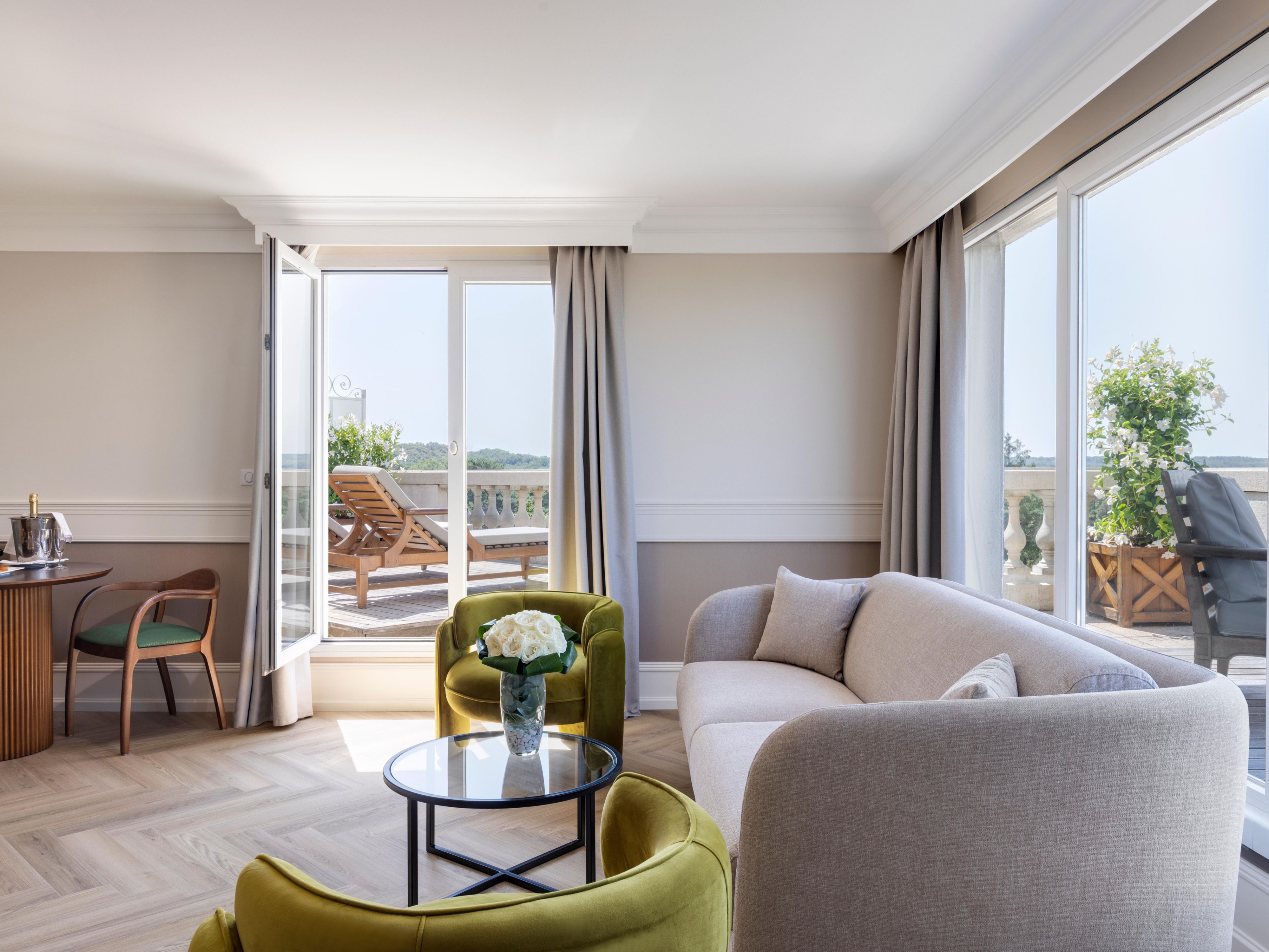 Classic Living Area overlooking balcony 