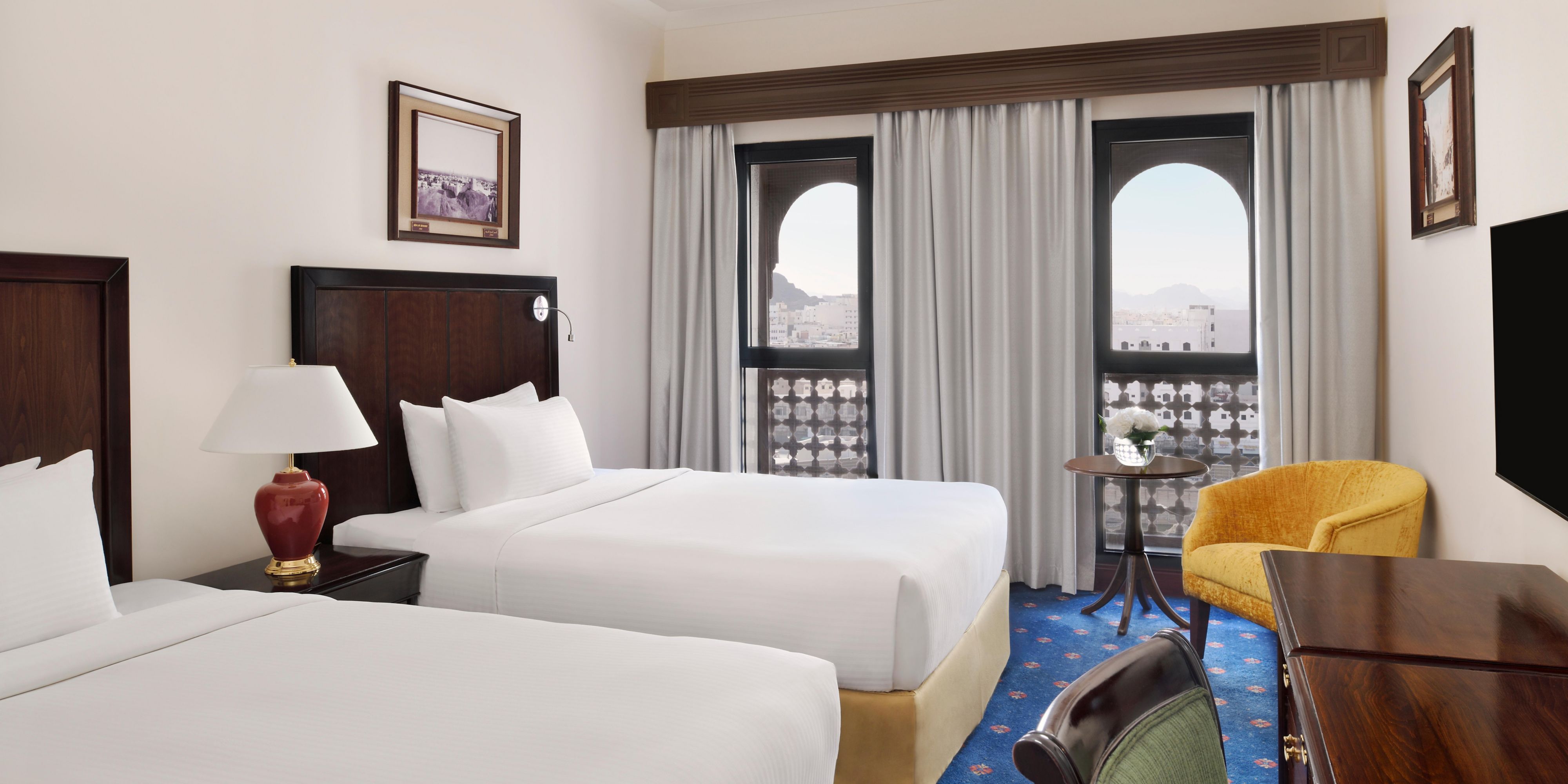 Premium linen, plush bedding and amazing Madinah city views