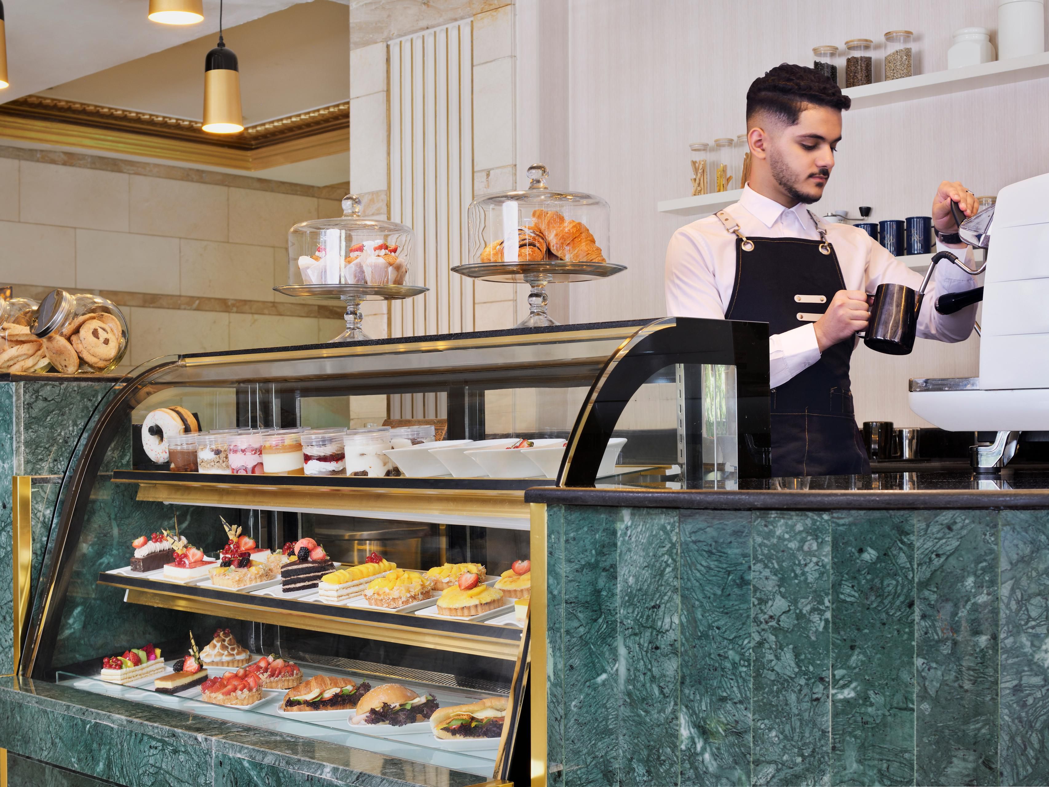 Visit Taiba Café for desserts and freshly brewed coffee or tea