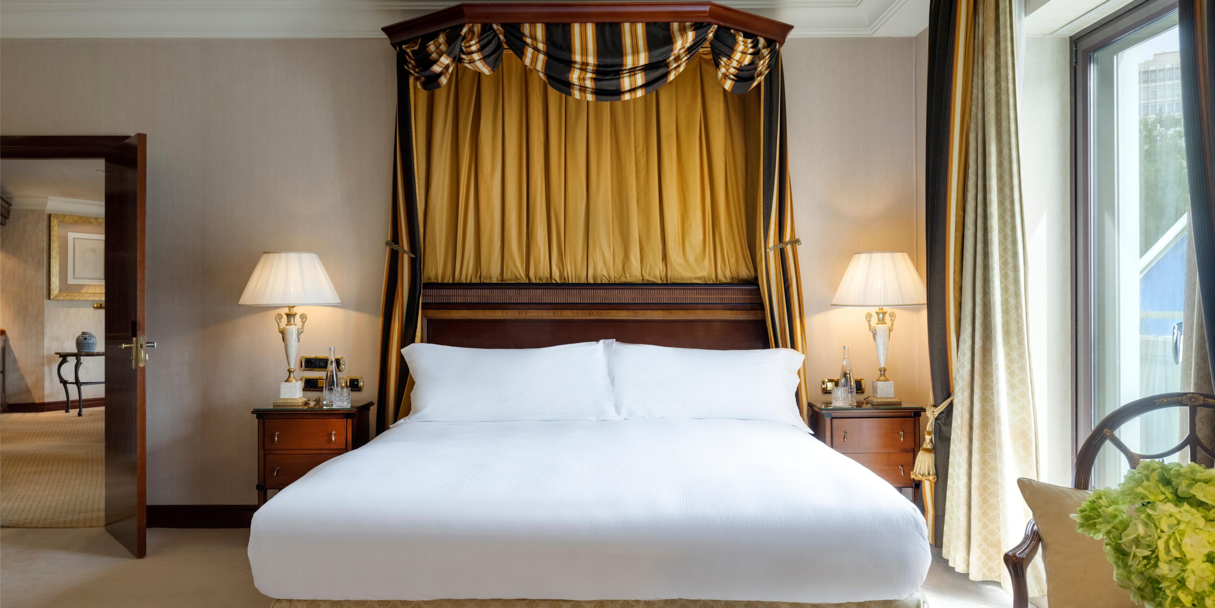 Luxurious master bedroom of Picasso Suite overlooking Castellana