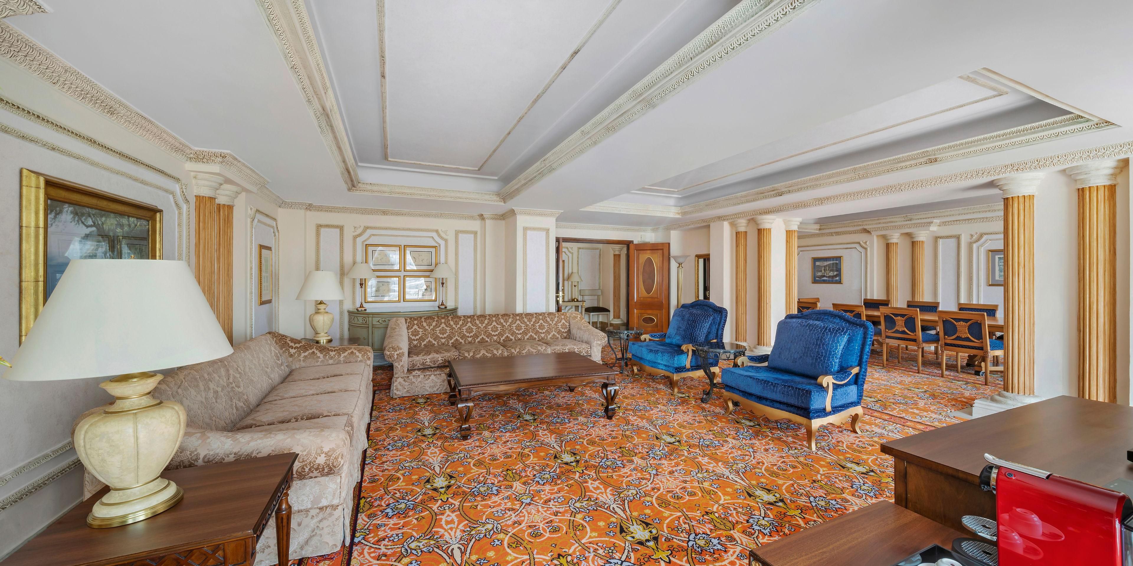 Unveil elegant living and dining spaces in our suites