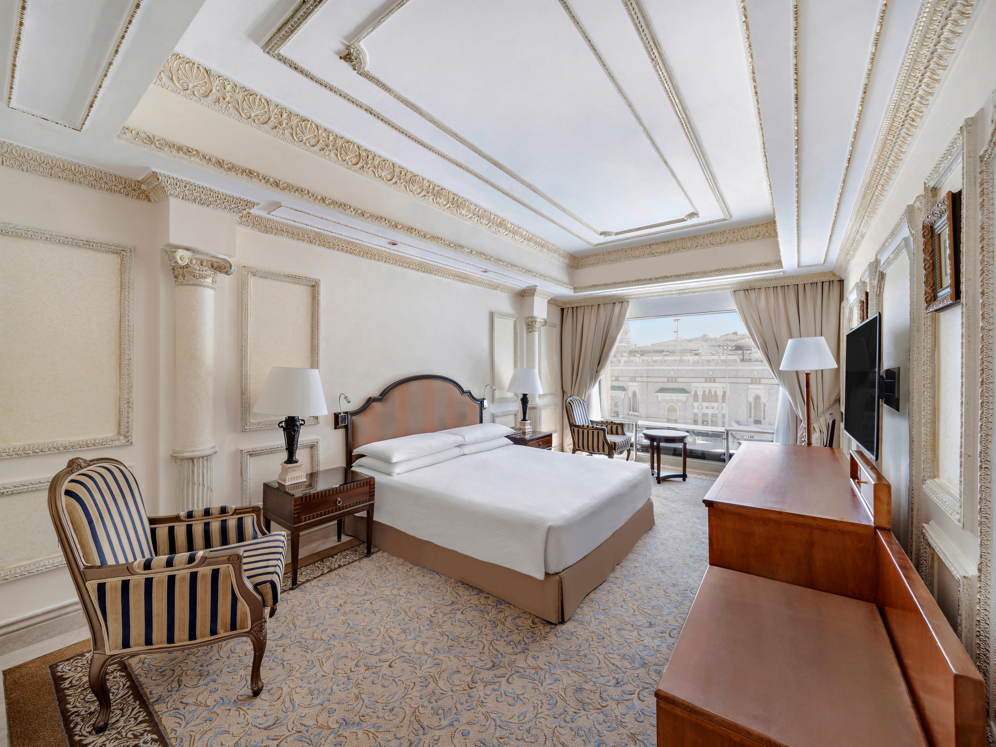 Gaze at Makkah’s Haram courtyard from your suite