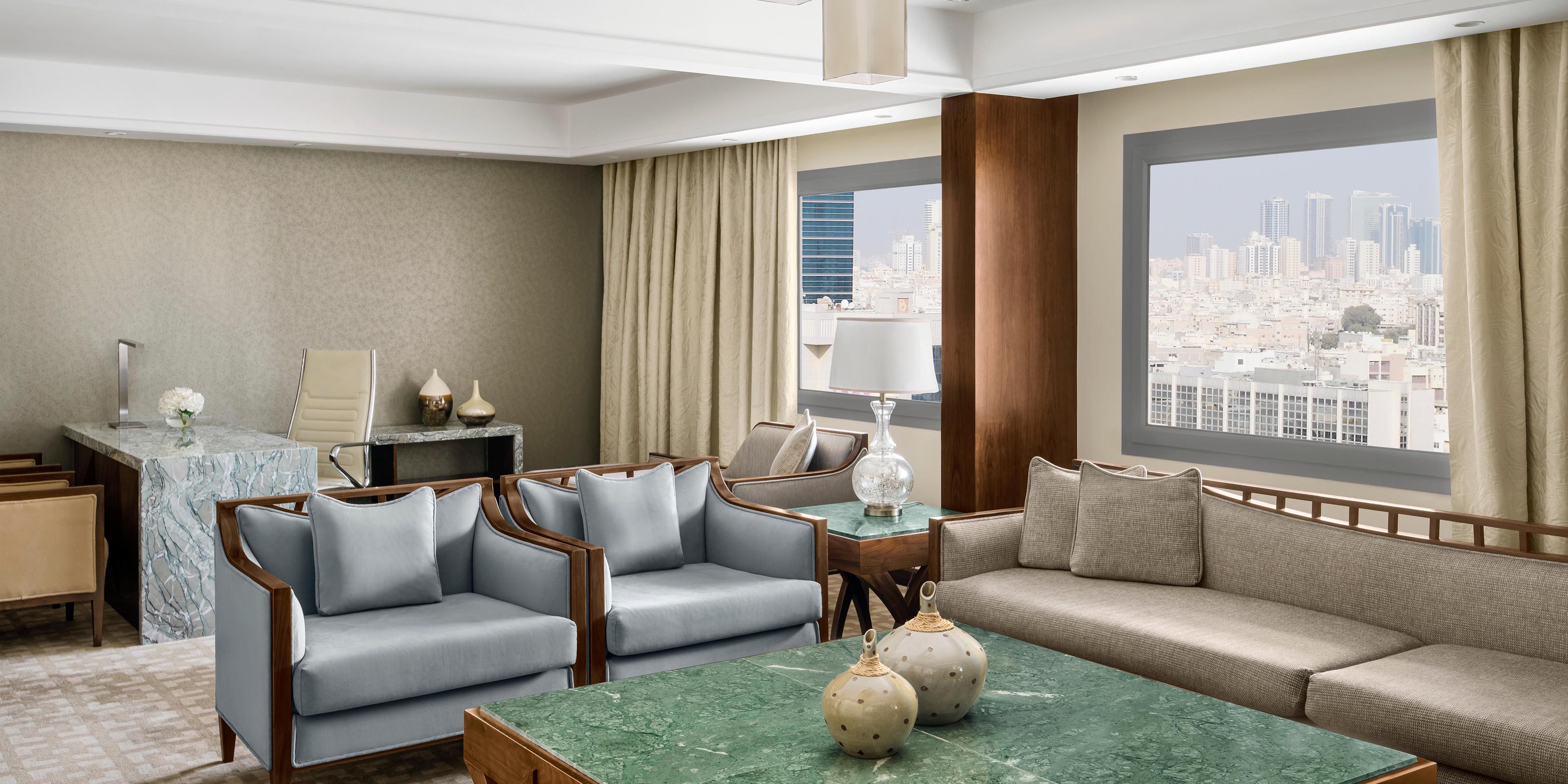 160 SQM suite with a living and study desk area and natural light