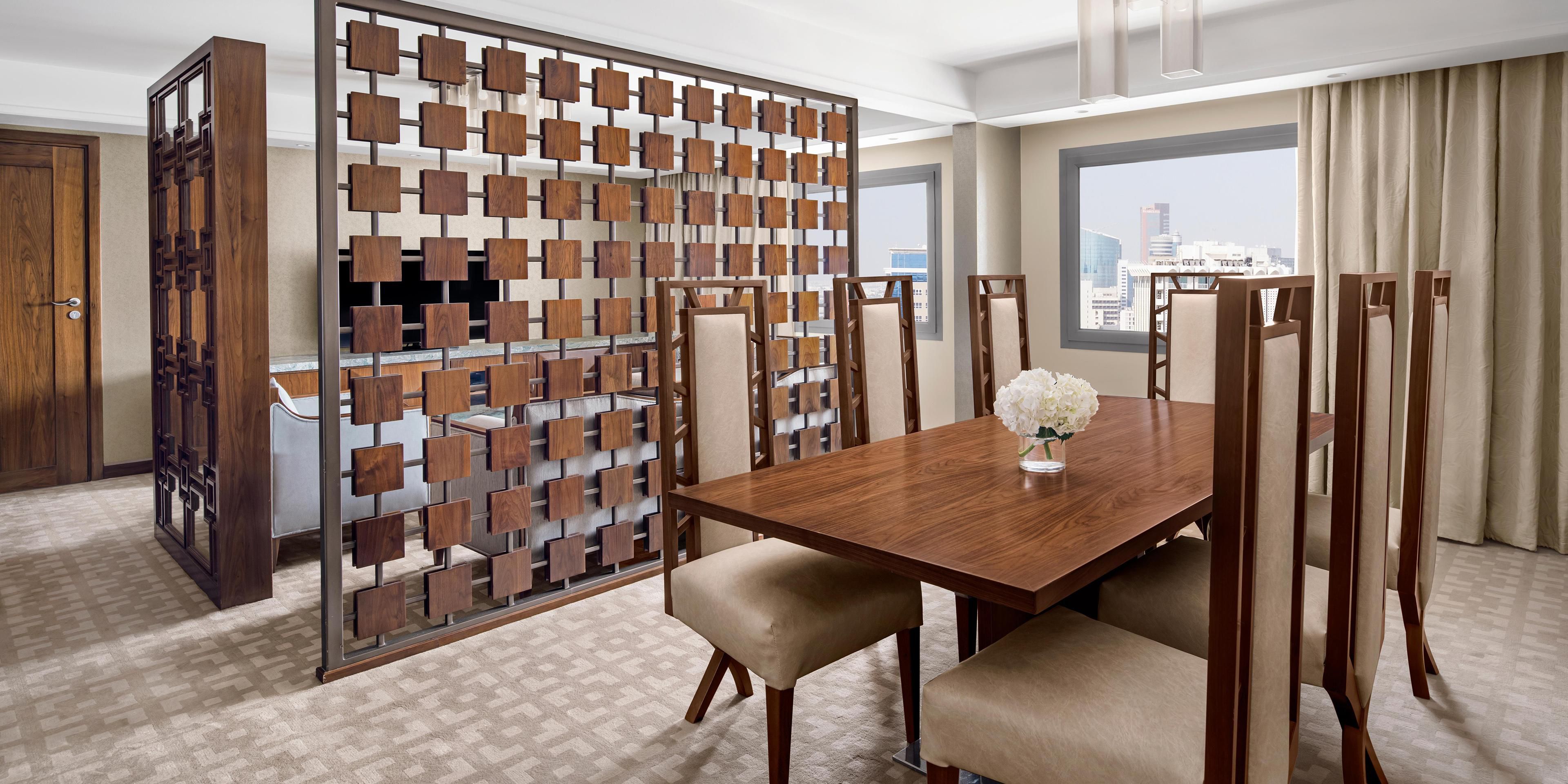 Spacious 6 seater Dining room with scenic city view