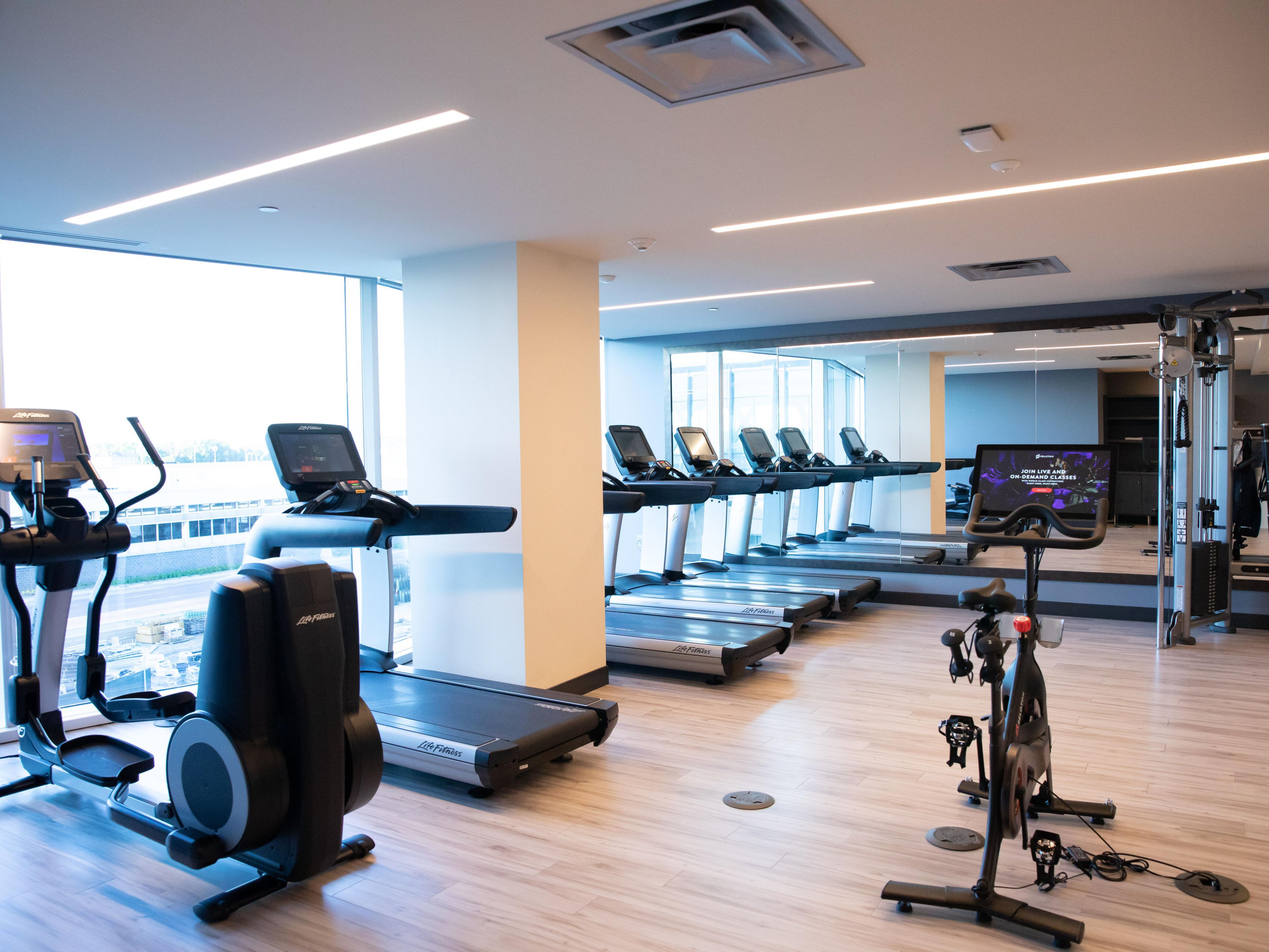 Enjoy a Peloton Bike in our complete fitness center.