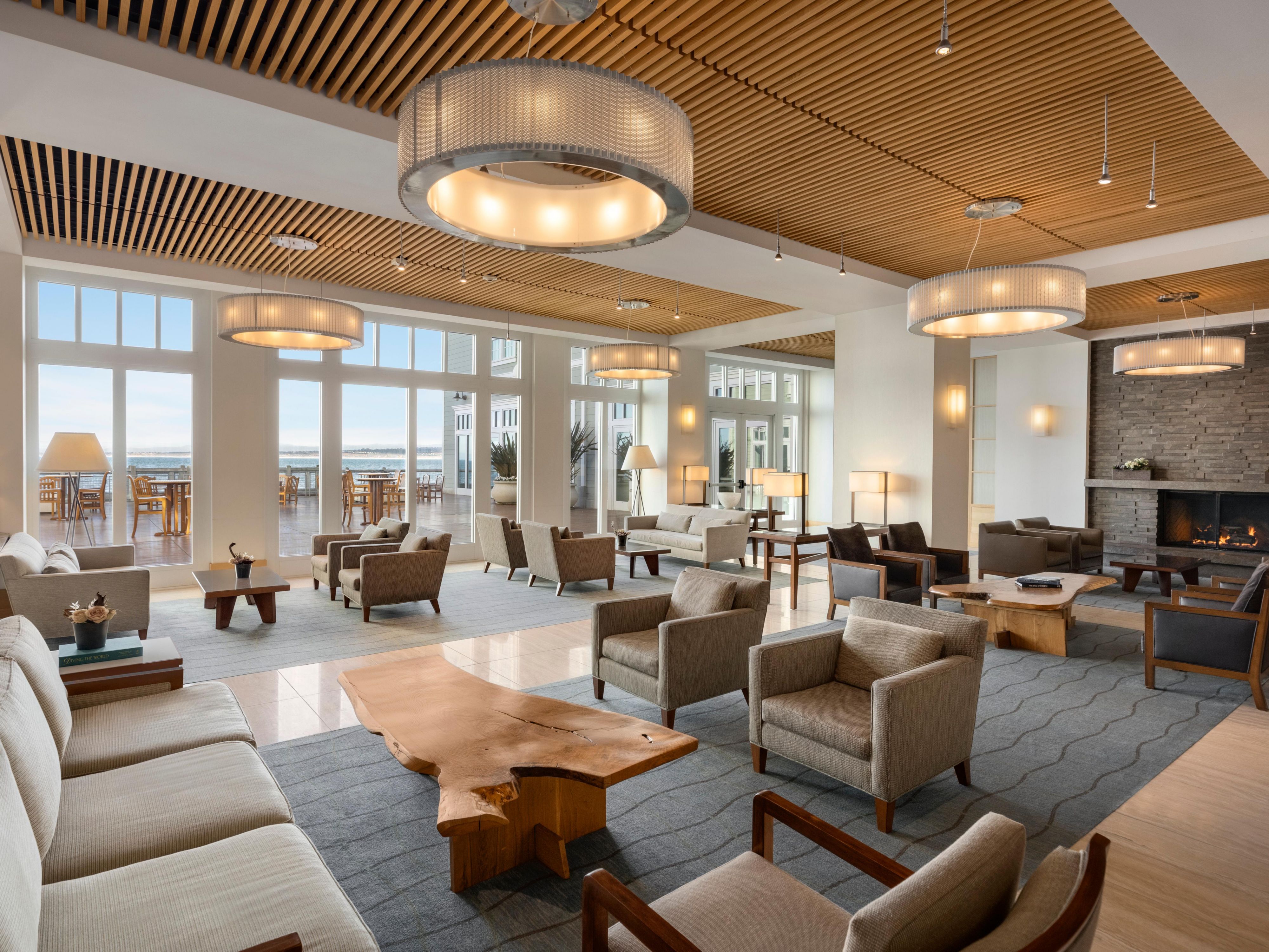 Hotel Lobby with stunning ocean view at our Monterey hotel