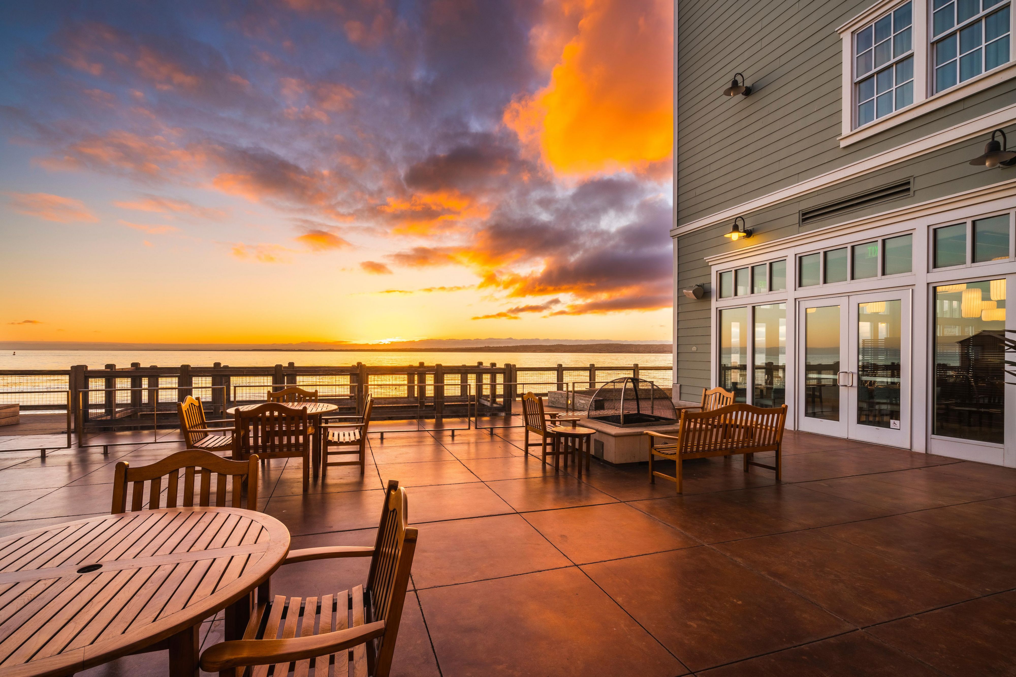Fire Pits on the Patio looking out at Monterey Bay