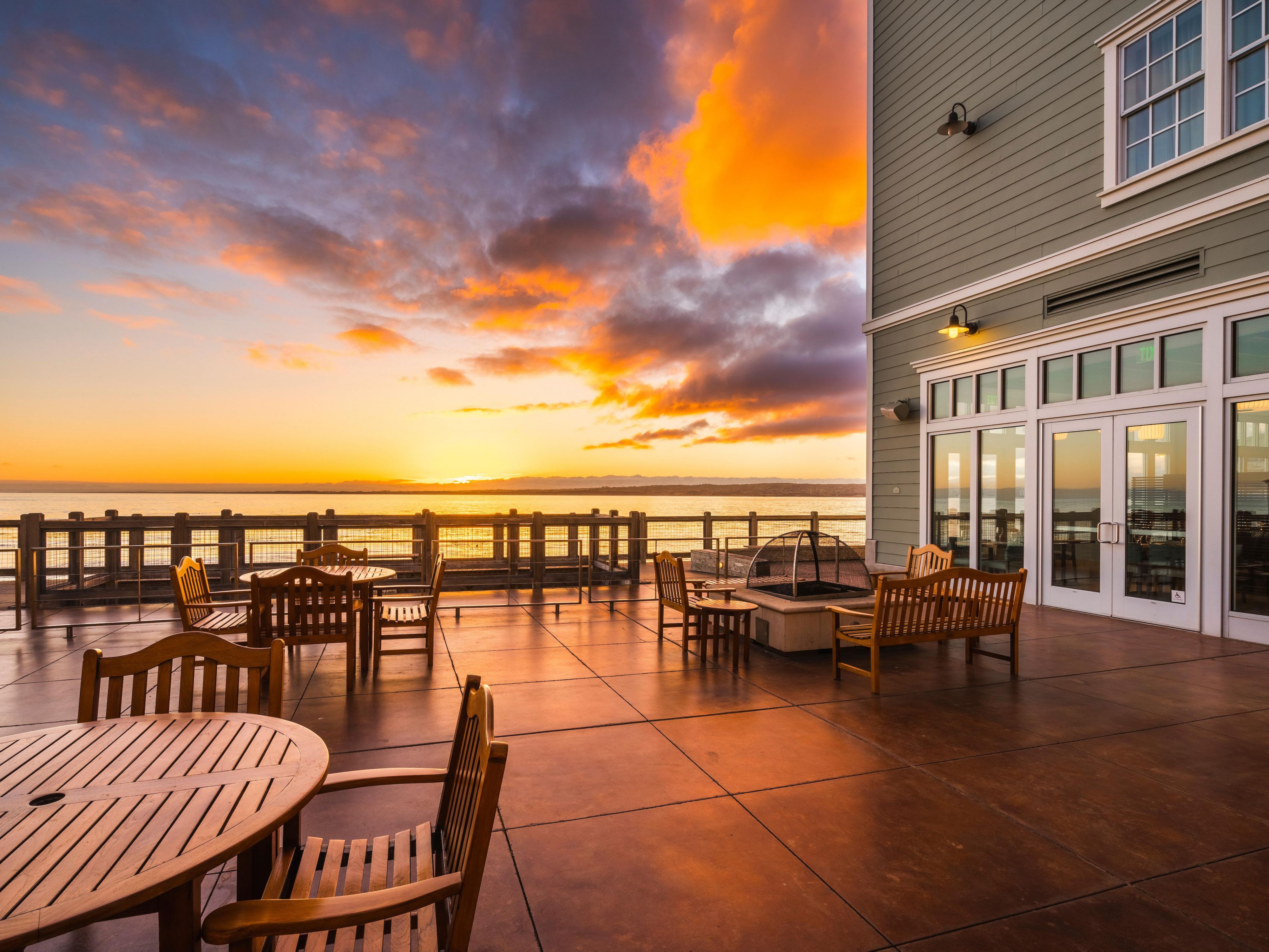 Fire Pits on the Patio looking out at Monterey Bay