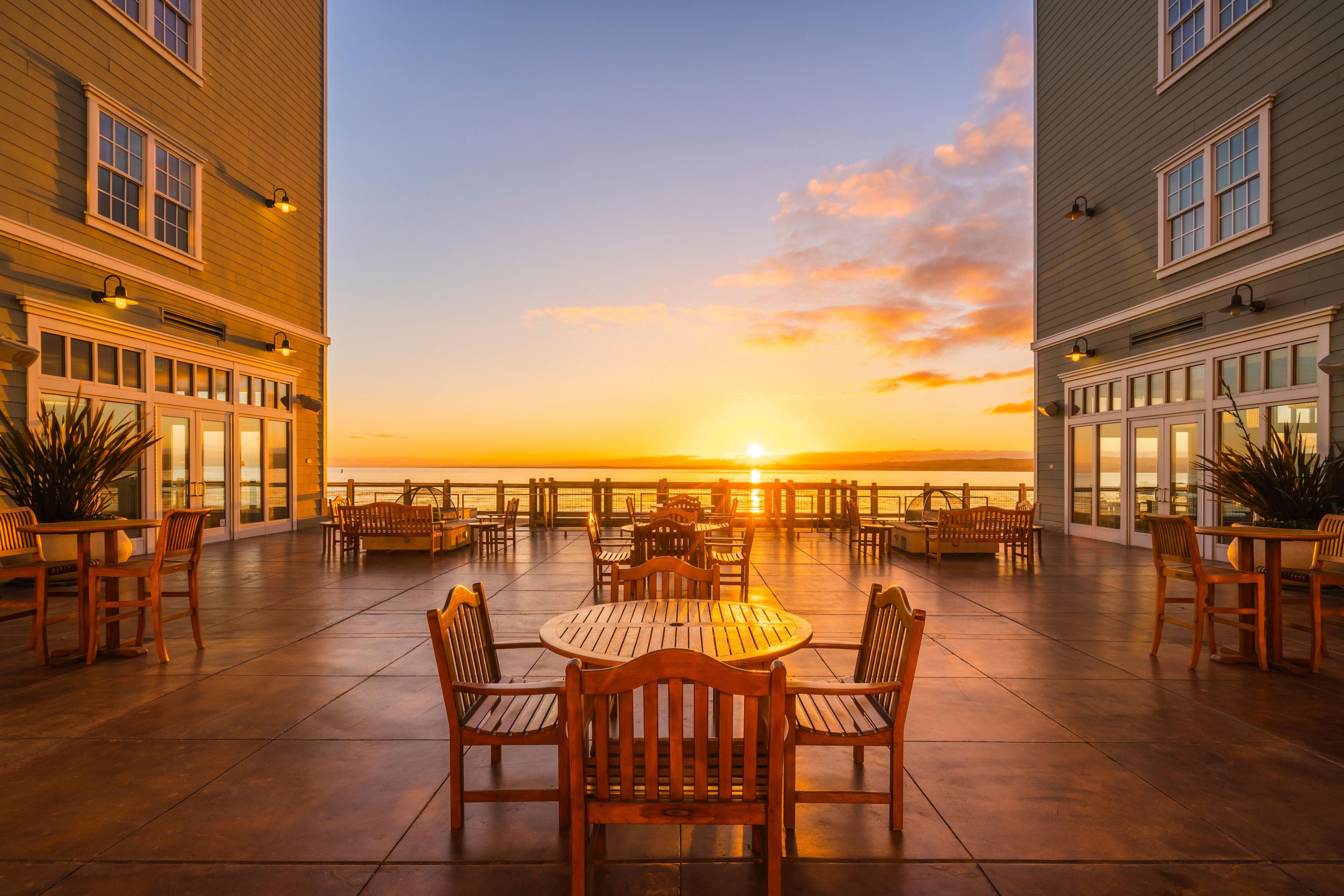 Outdoor Patio at InterContinental The Clement Monterey during sunset