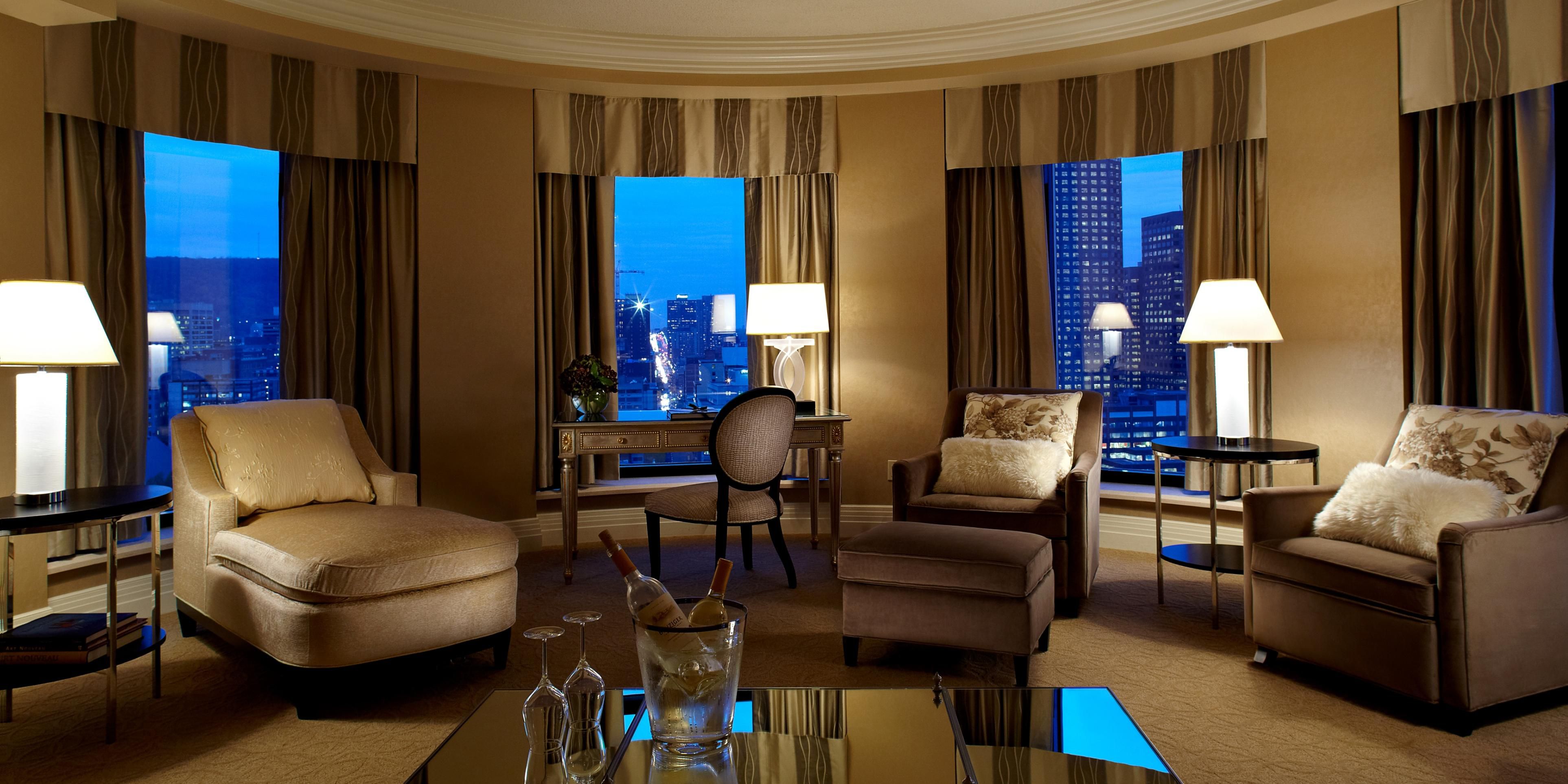 Presidential Suite Living Room Area with View of Montreal 