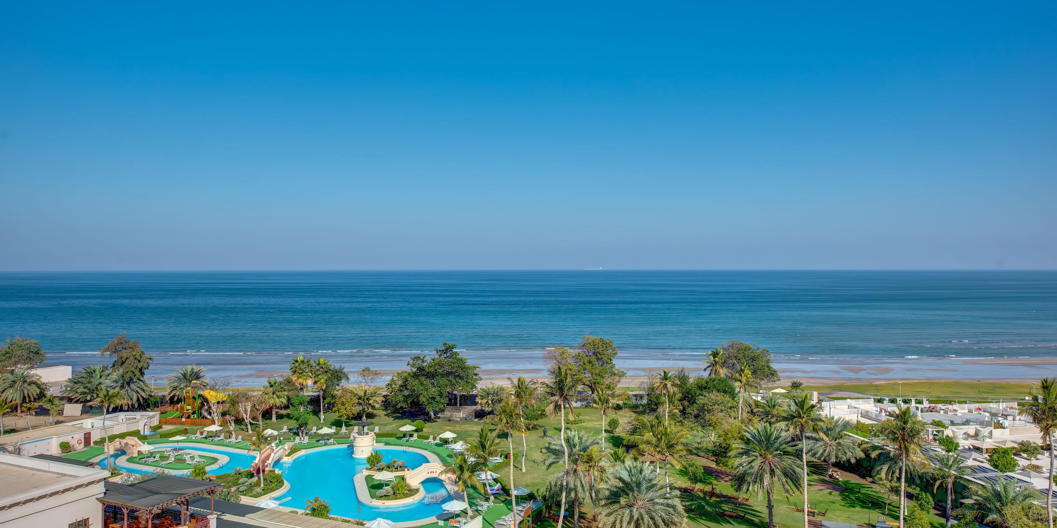 Our sophisticated five-star hotel boasts an unrivalled beachfront and mountain-view location. Spanning 35 acres of lush palm gardens between the Hajjar Mountains and Gulf Coast, InterContinental Muscat rests in the city’s diplomatic district. Only steps away from the Royal Opera House and close to the Grand Mosque and Mutrah Souk.