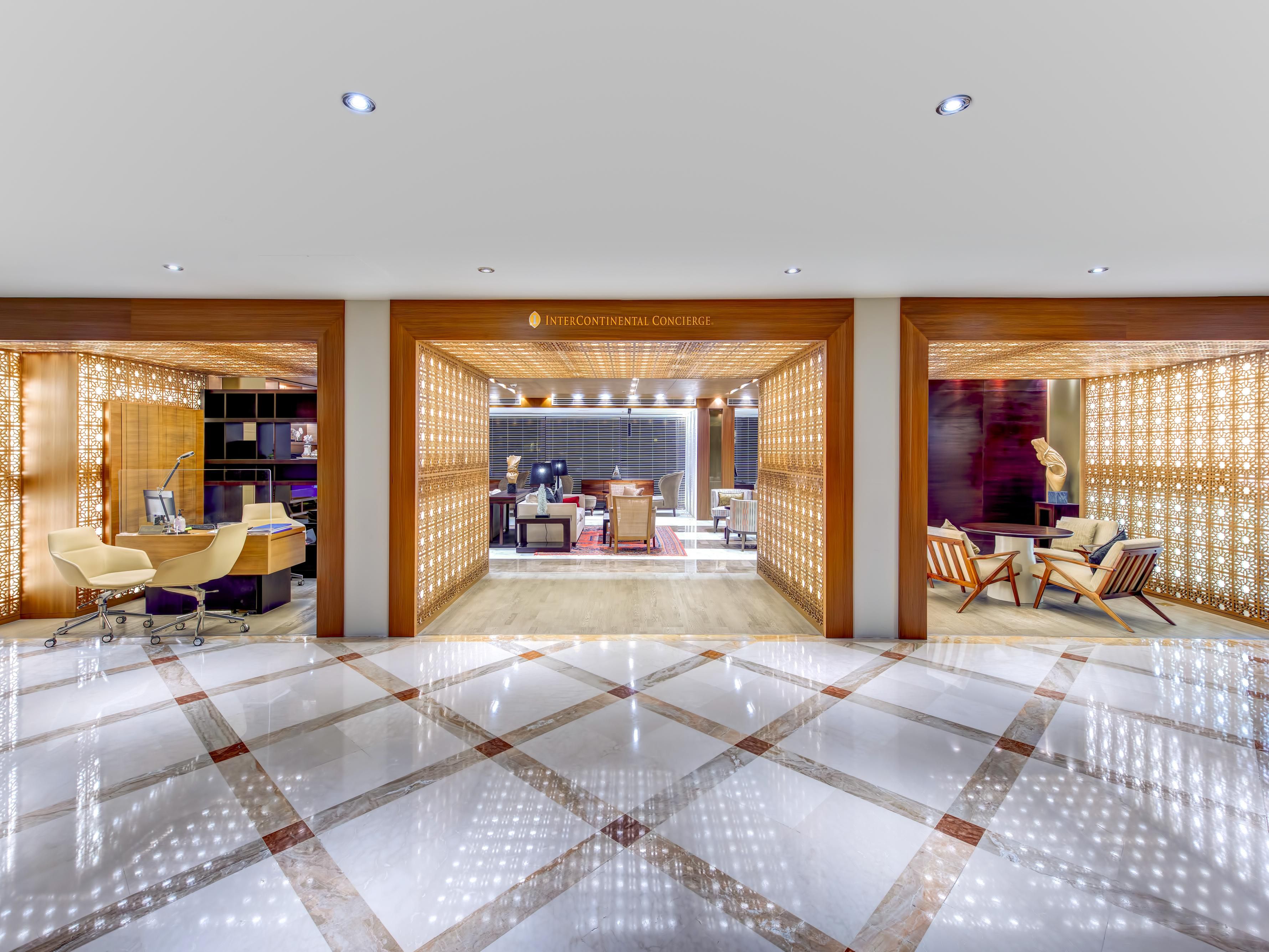 The Concierge is located on the upper lobby next to the Front Desk