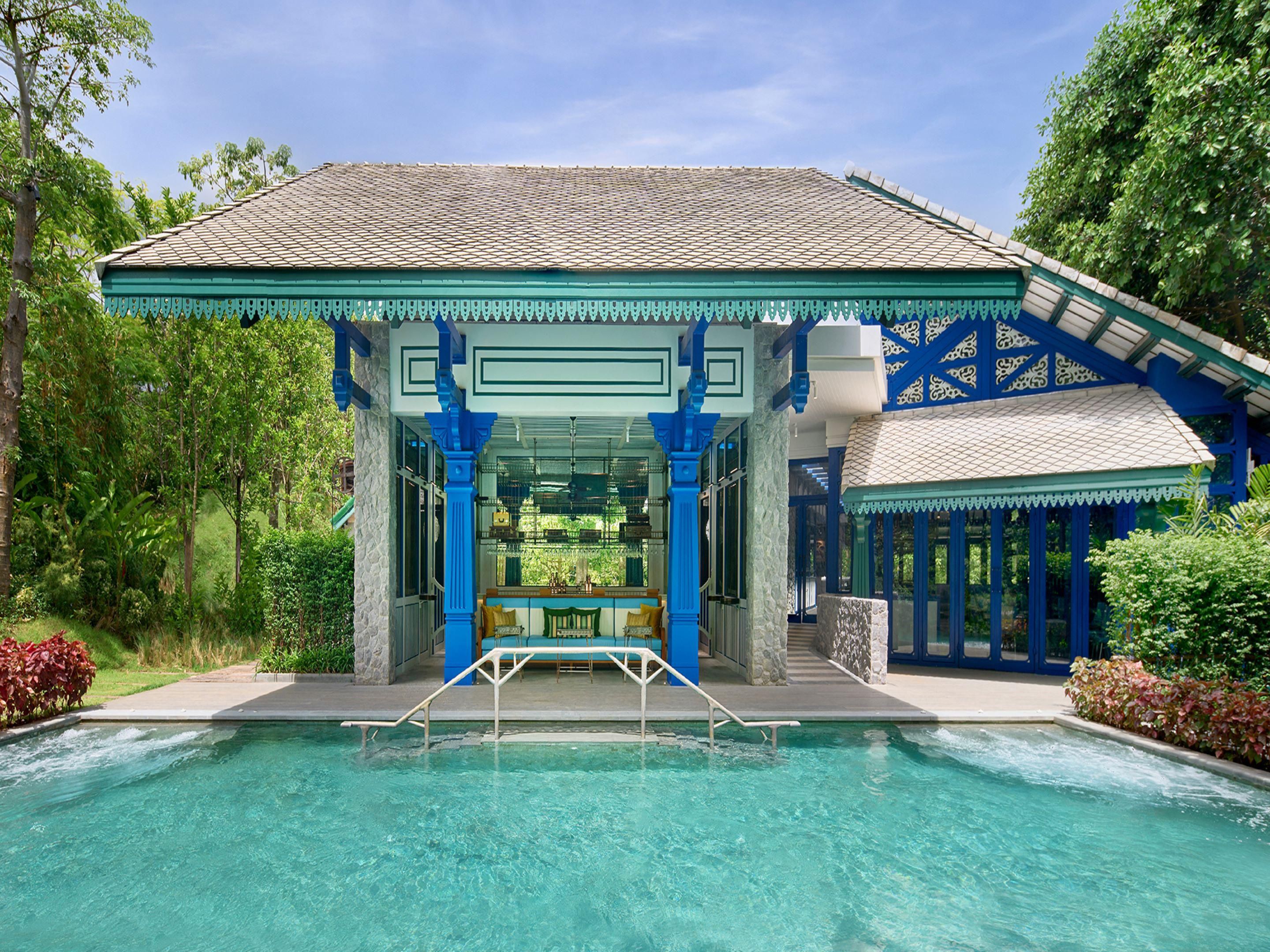 Indulge yourself with a poolside drink, complete with snacks