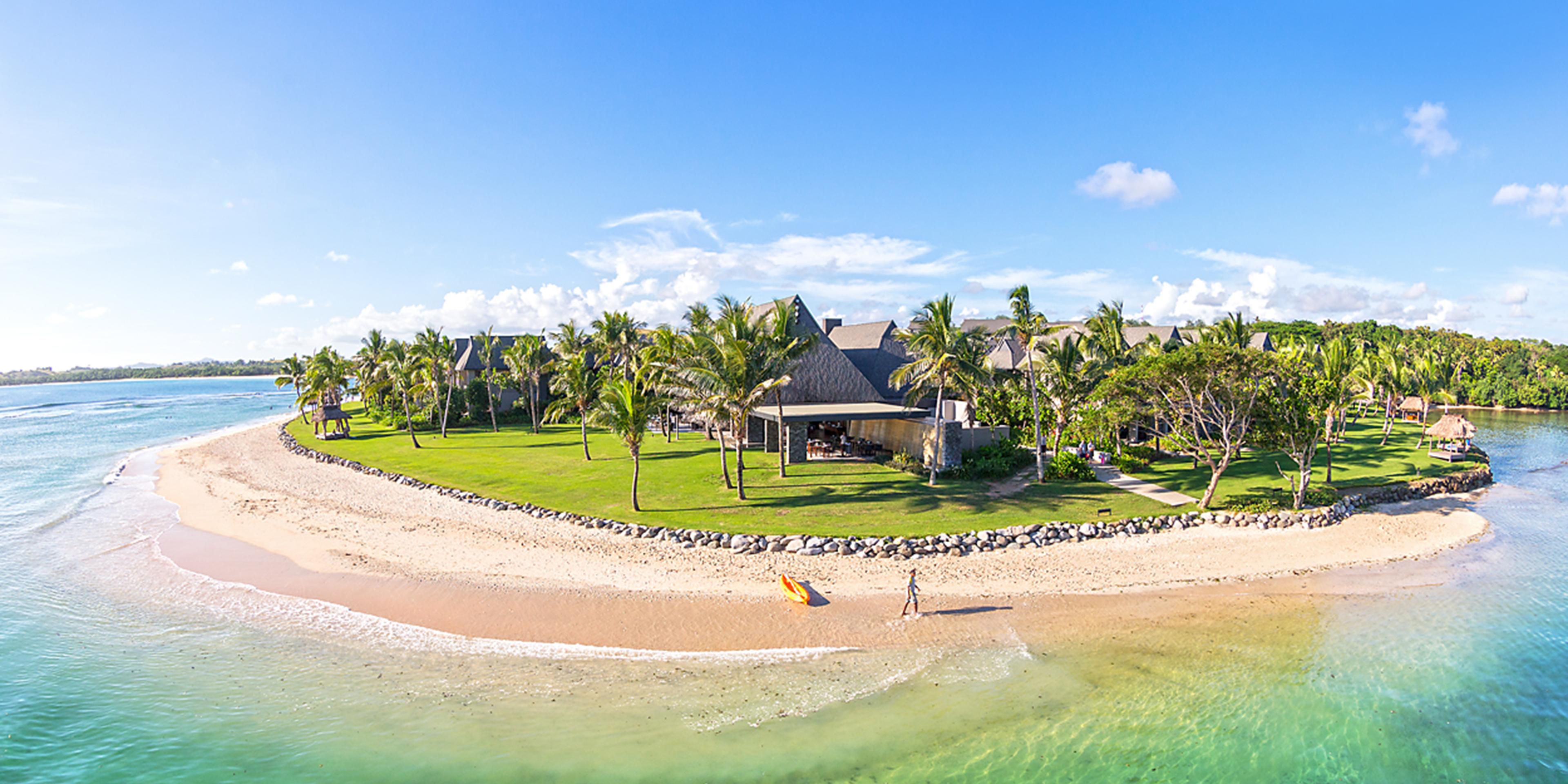 An hour from Nadi International Airport and set on one of the most beautiful beaches in the world, our five-star resort offers an unworldly island experience. Wander our 35 acres of tropical gardens, lounge on Natadola Bay, or slip off to the nearby town of Sigatoka.