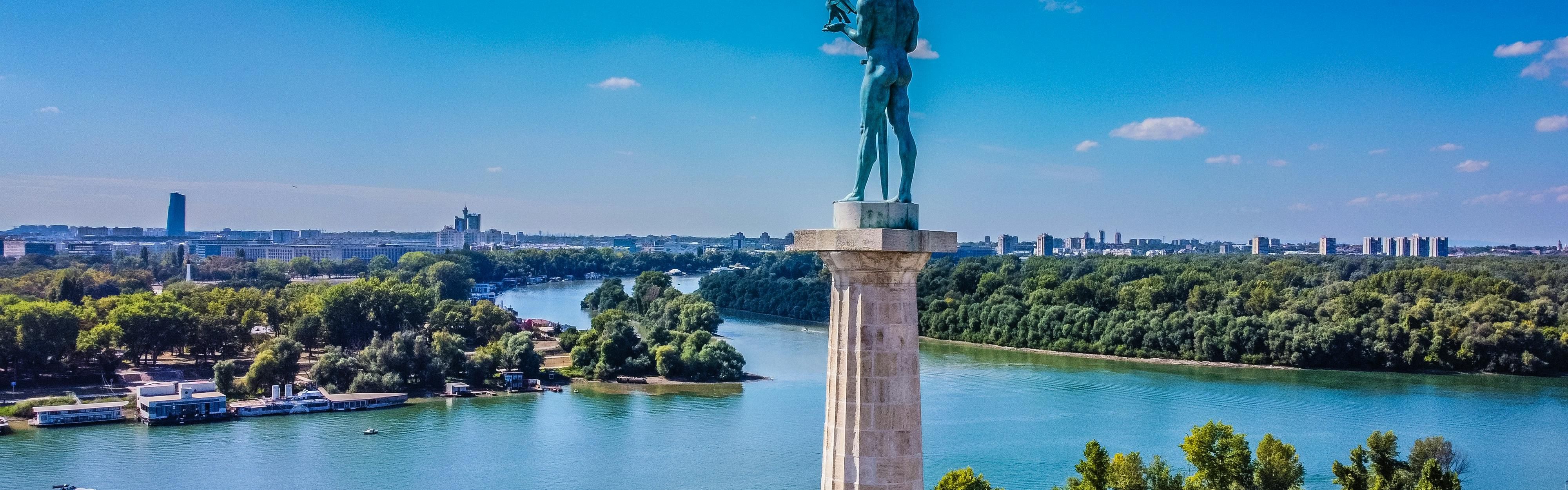 The Victor monument and the confluence of the Sava and Danube 