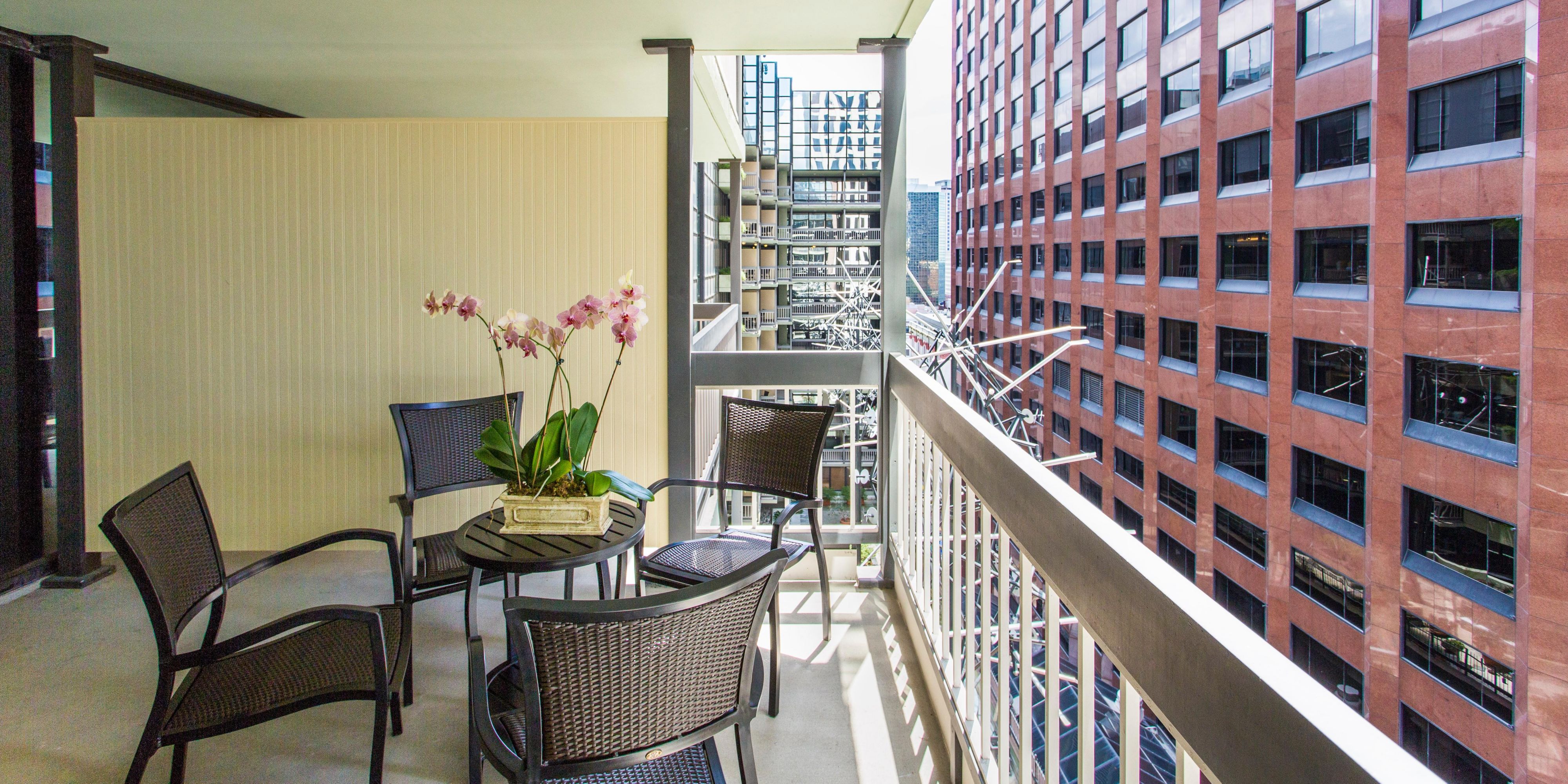 Our King Bedroom with balcony offers an exclusive view of the city
