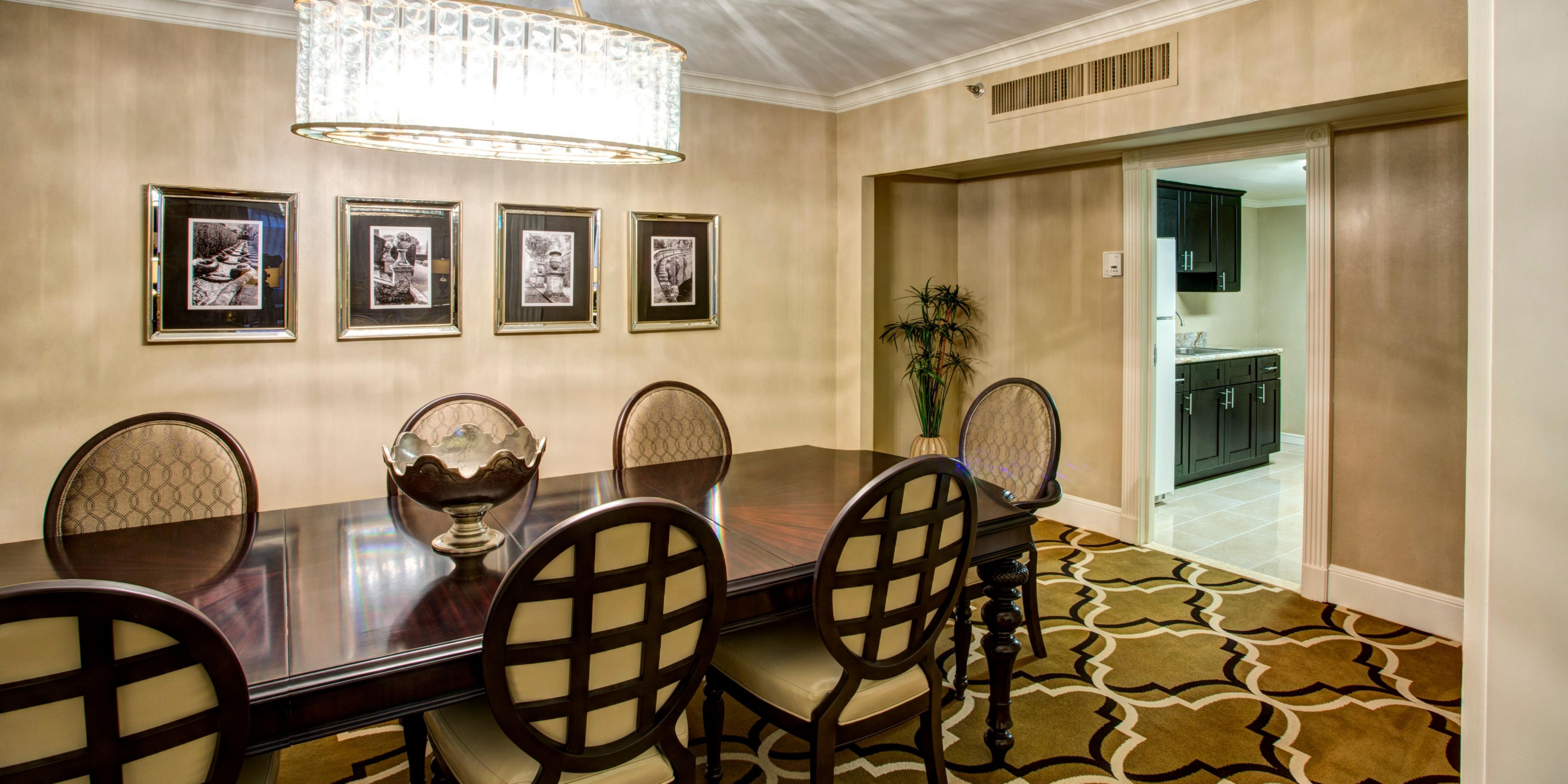 Enjoy a private dinner in our Presidential Suite with kitchen